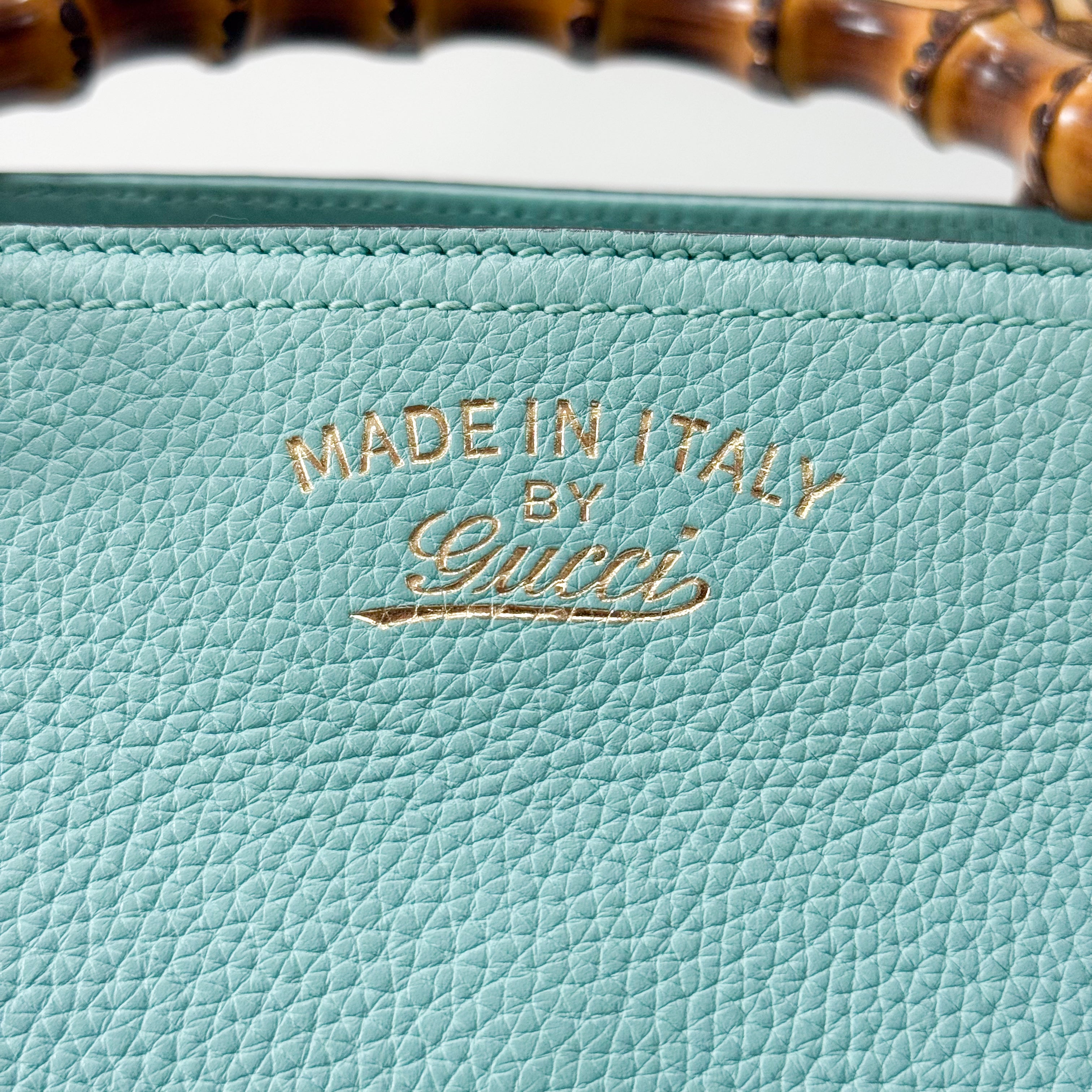 Bamboo Blue Leather Shopper Hand Bag