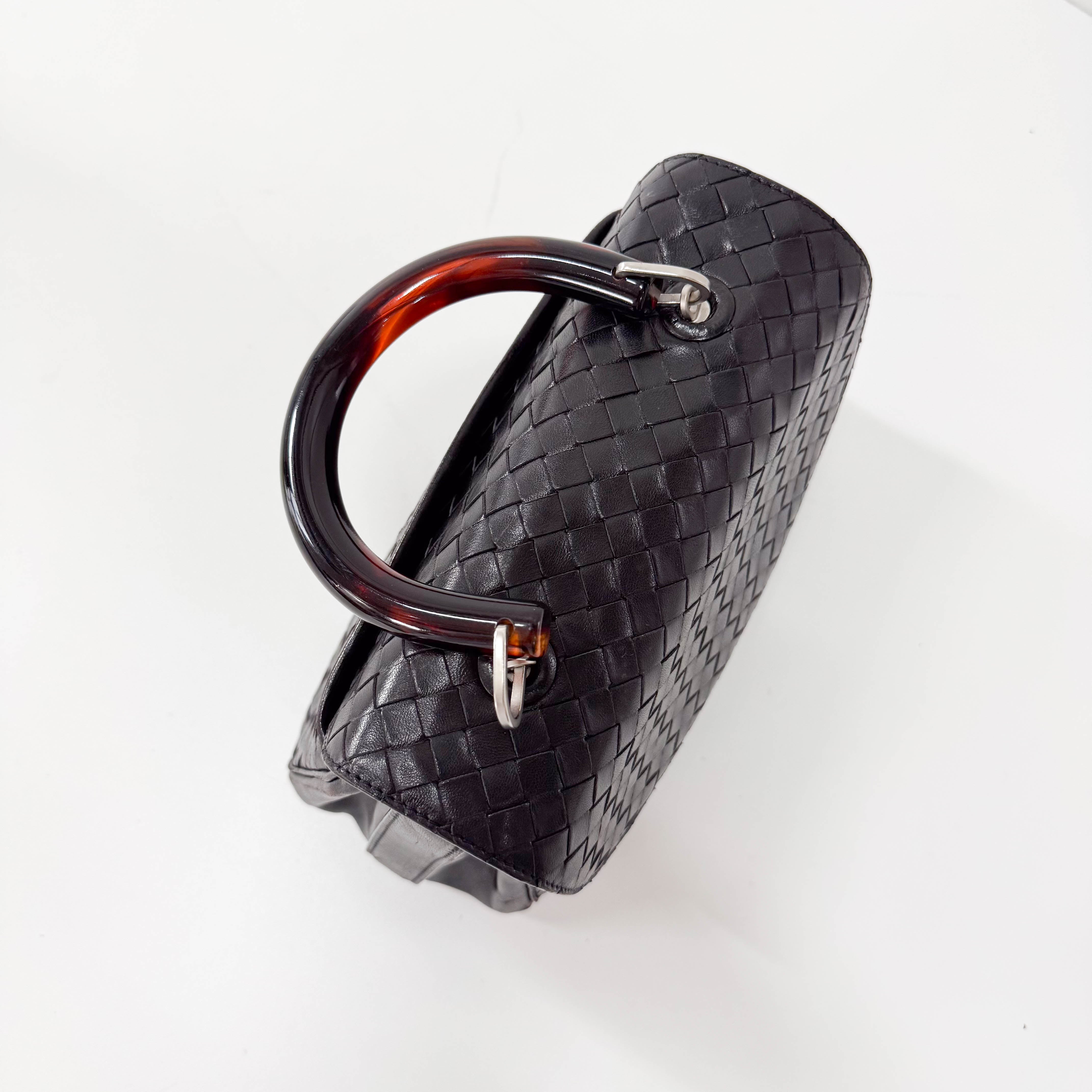 Intrecciato Mini Black Leather Bag