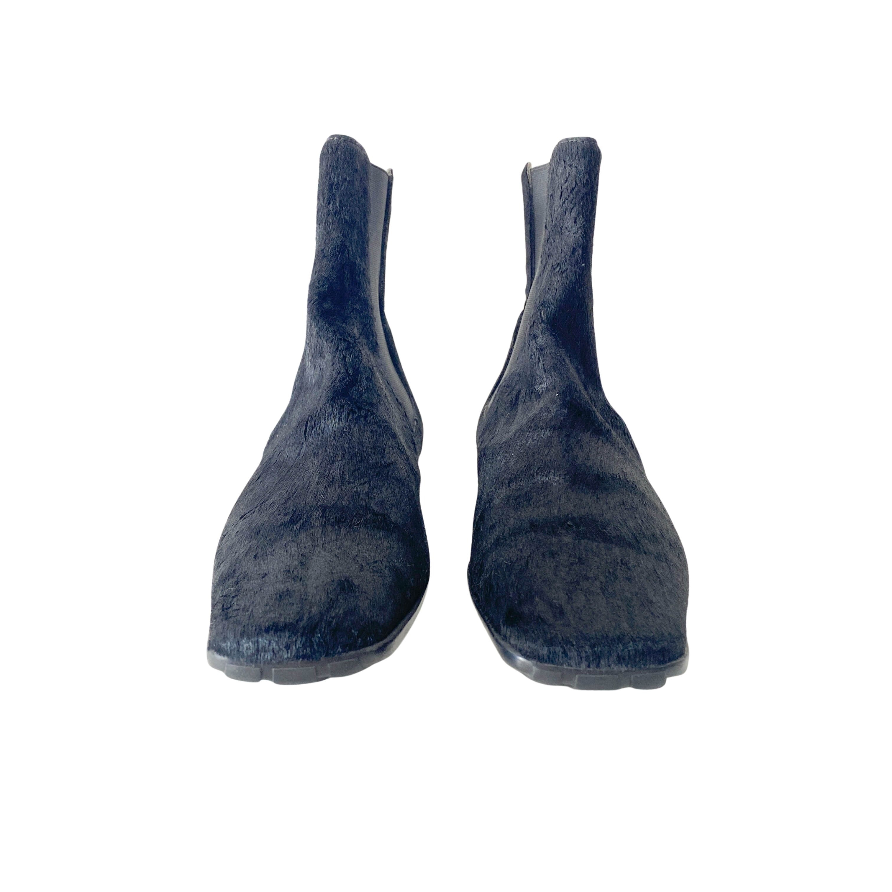 Chanel Size 37 Black Pony Hair Ankle Boots