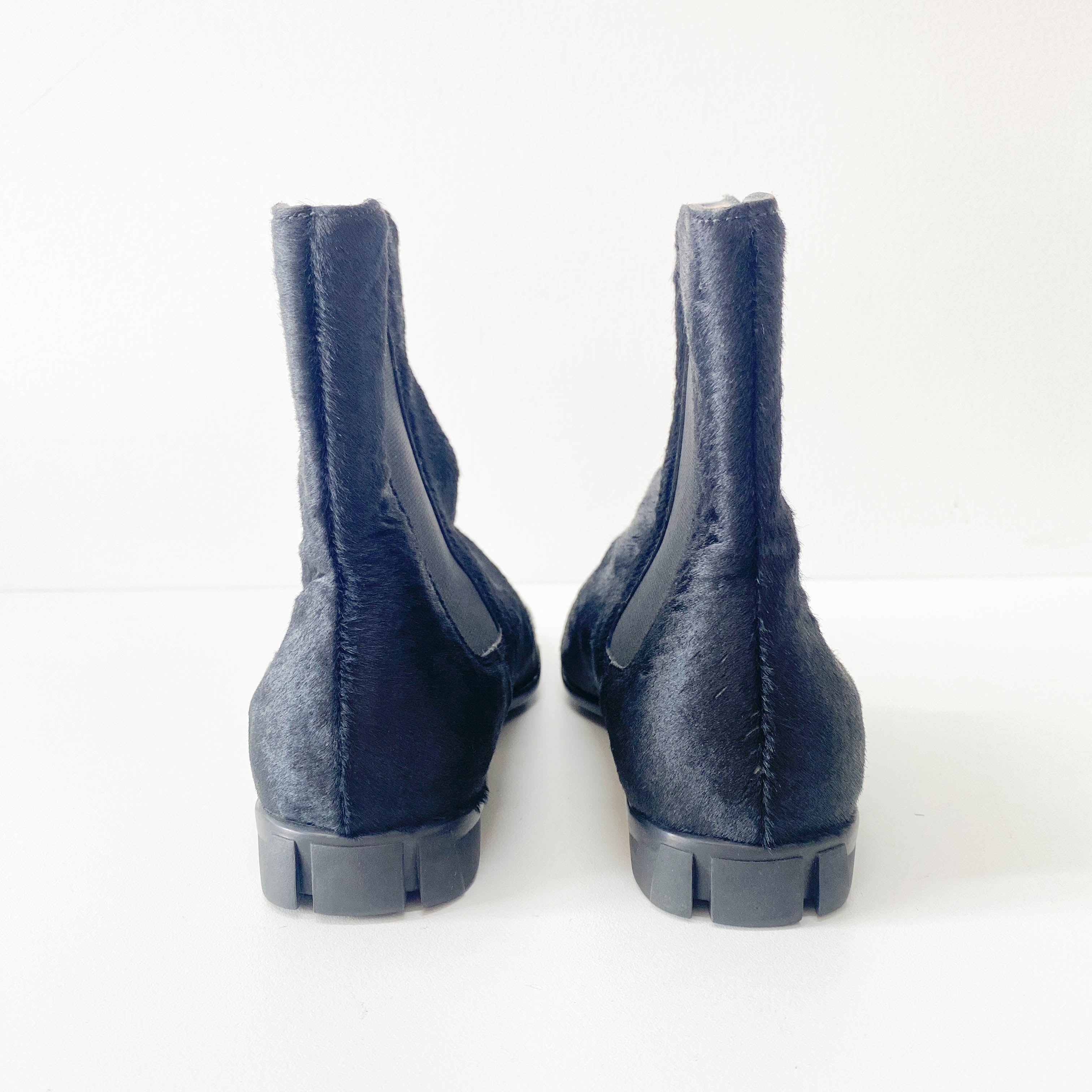 Chanel Size 37 Black Pony Hair Ankle Boots