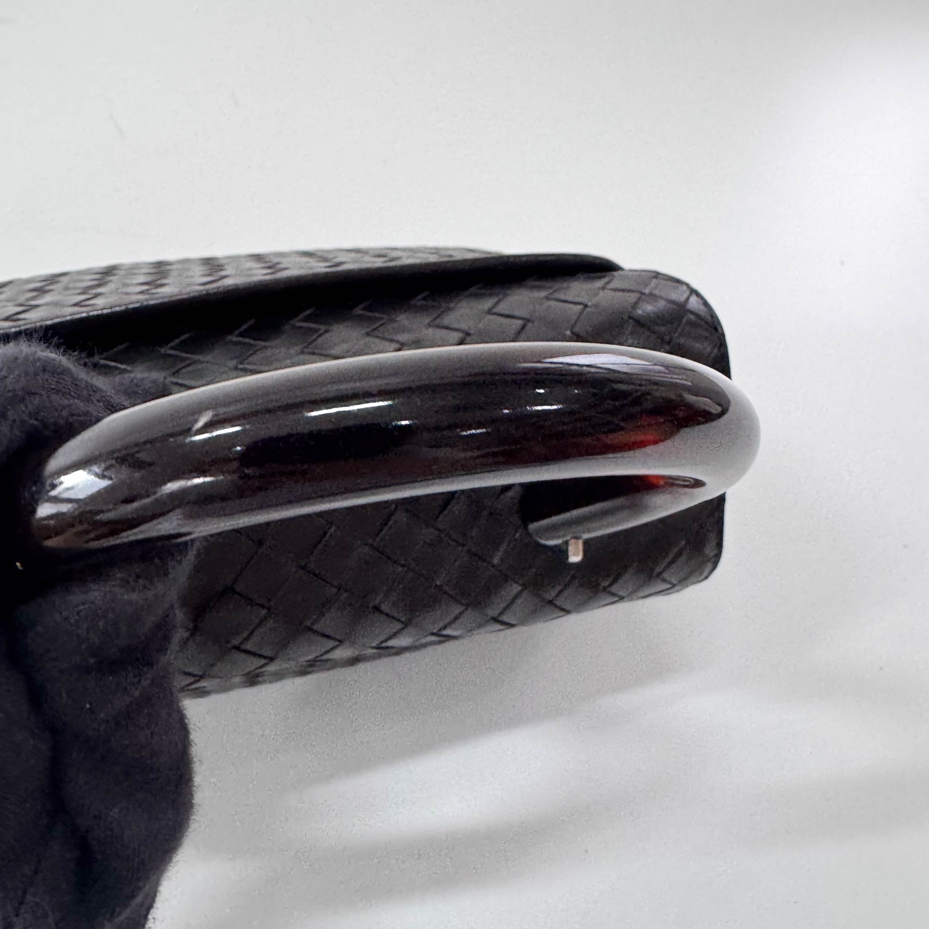 Intrecciato Mini Black Leather Bag