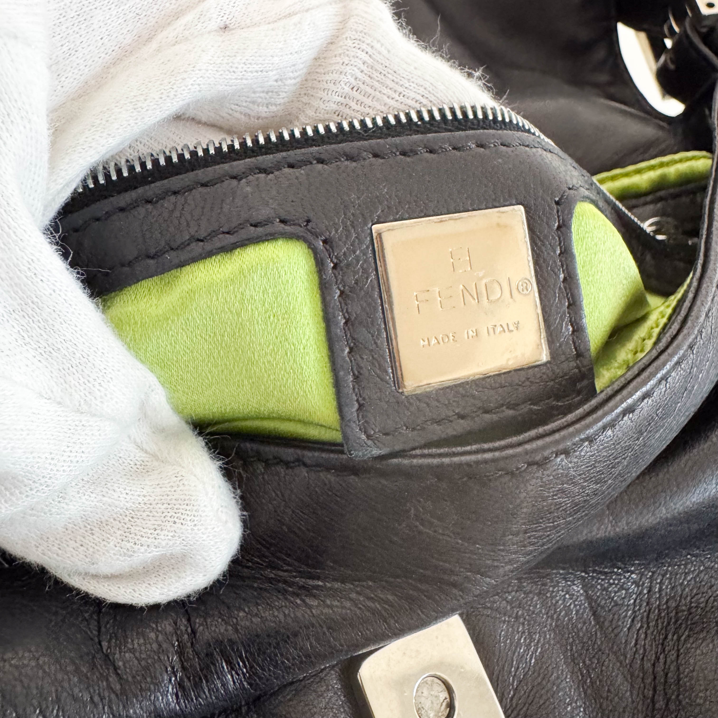 Baguette Black Nappa Leather Shoulder Bag