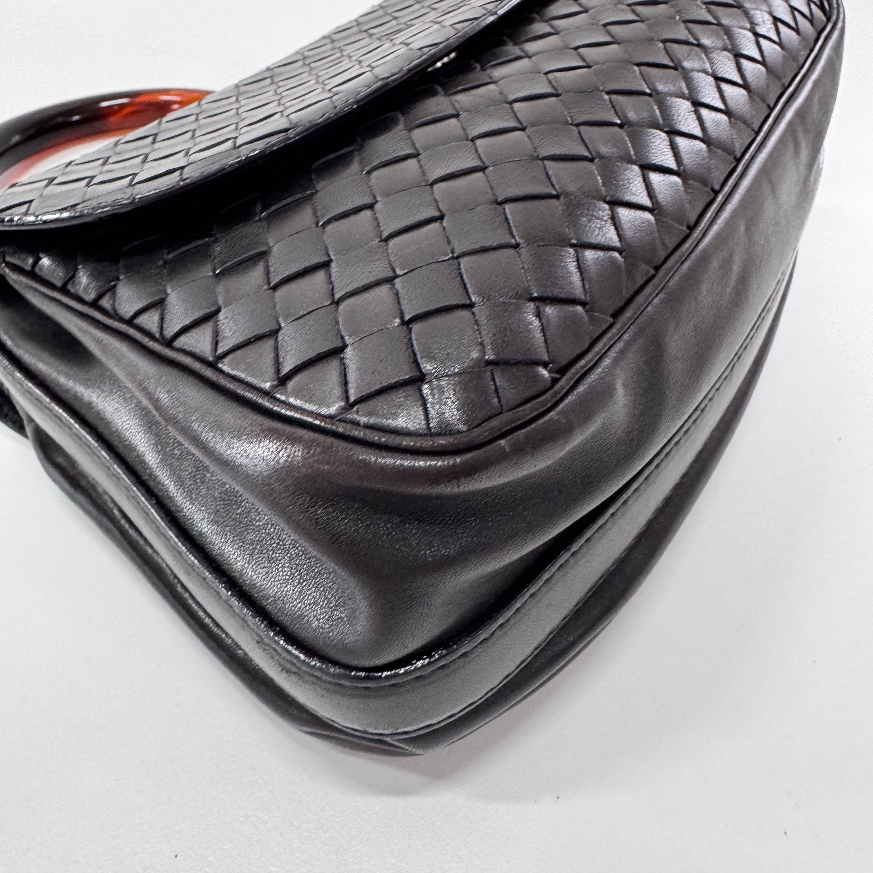 Intrecciato Mini Black Leather Bag