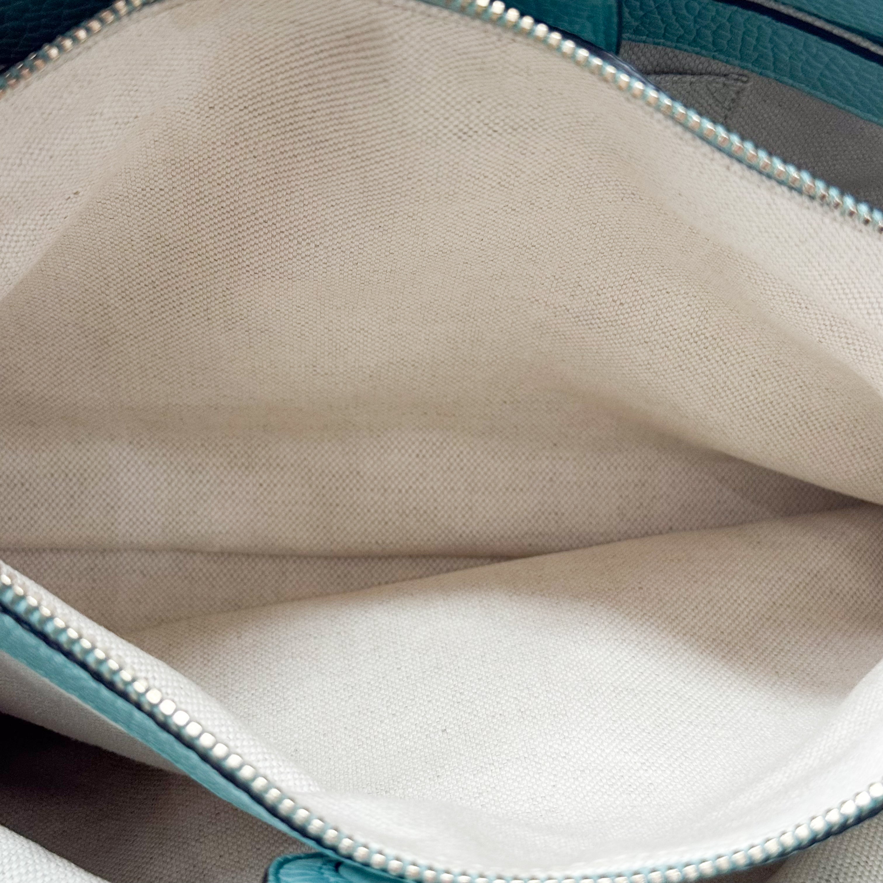 Bamboo Blue Leather Shopper Hand Bag