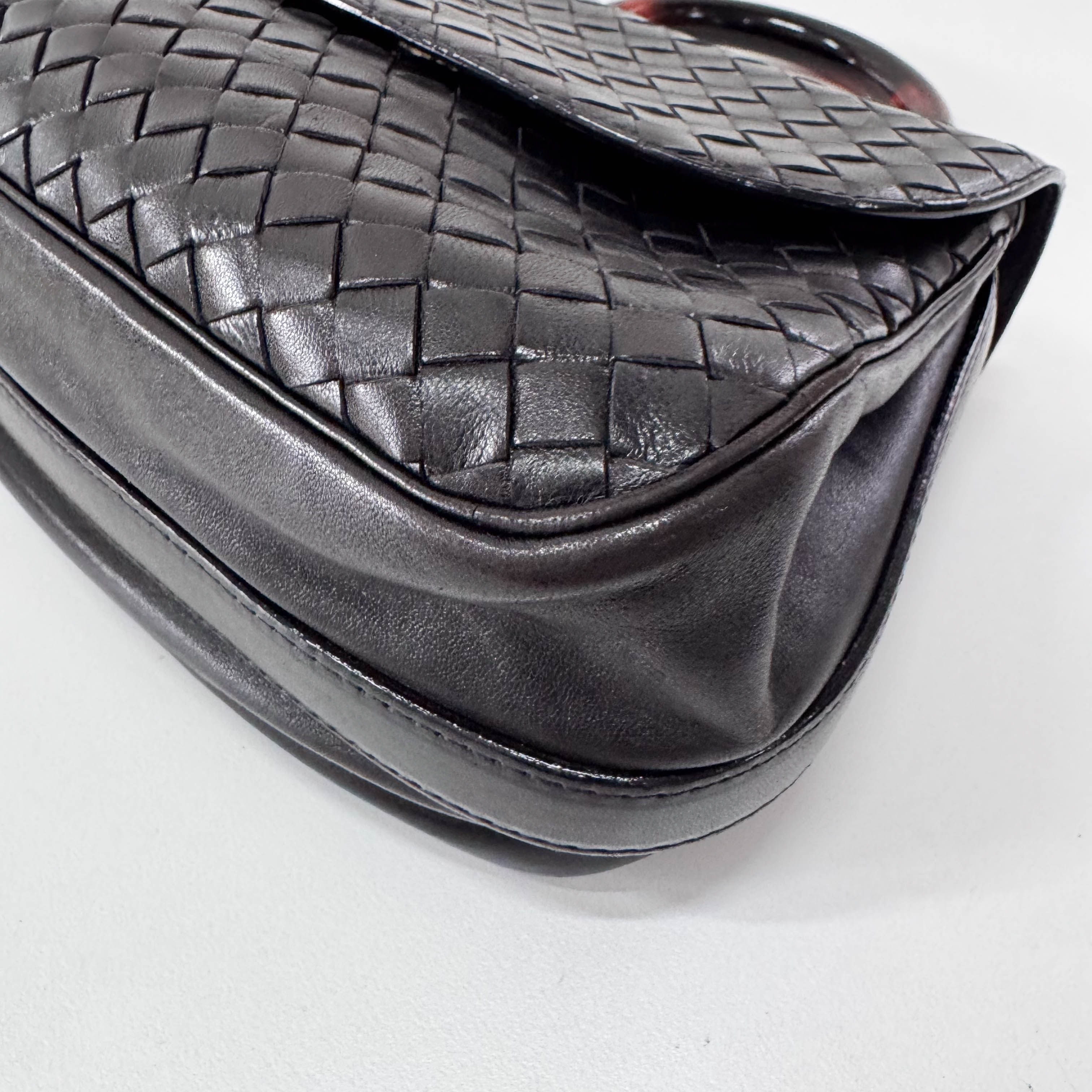 Intrecciato Mini Black Leather Bag