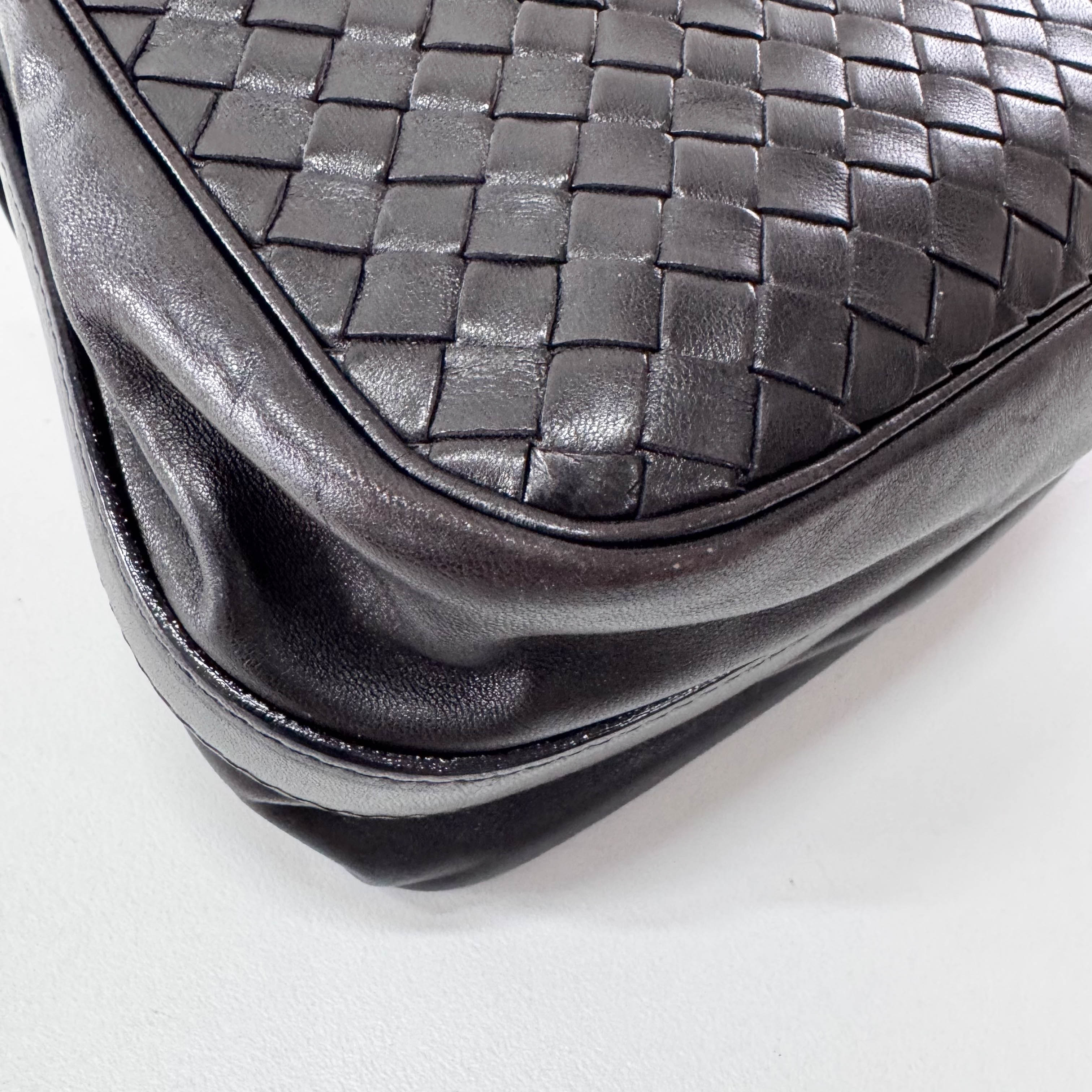 Intrecciato Mini Black Leather Bag