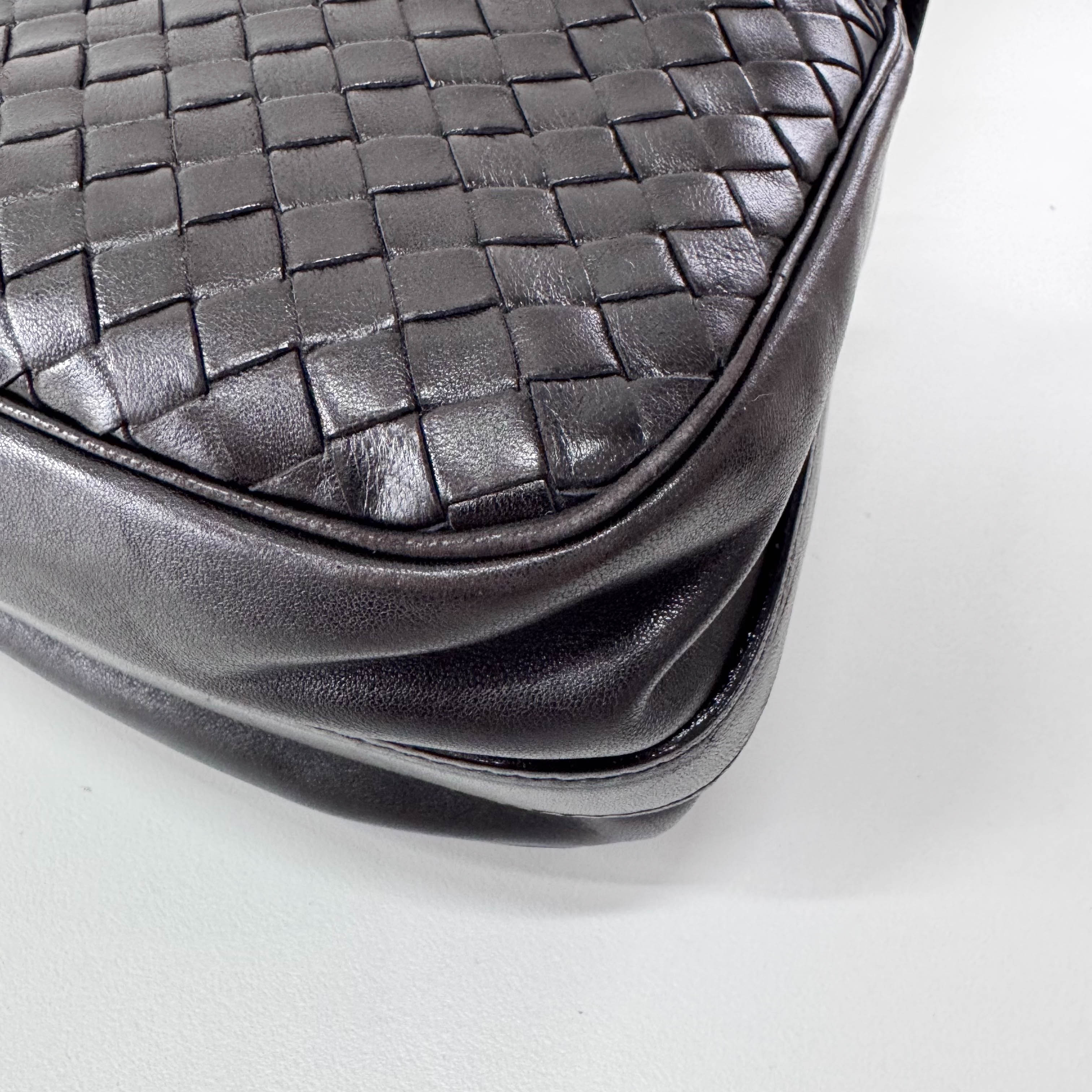 Intrecciato Mini Black Leather Bag