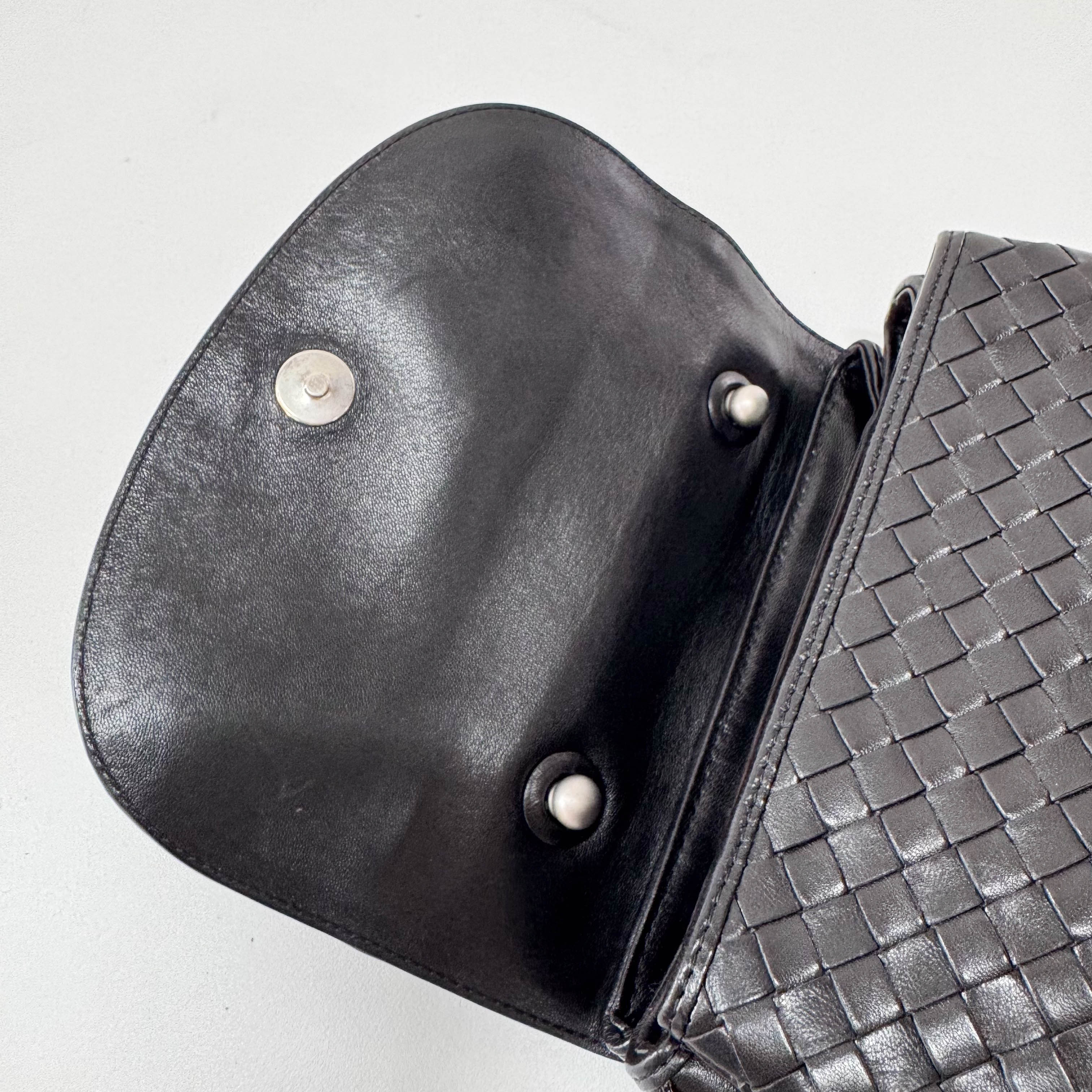 Intrecciato Mini Black Leather Bag