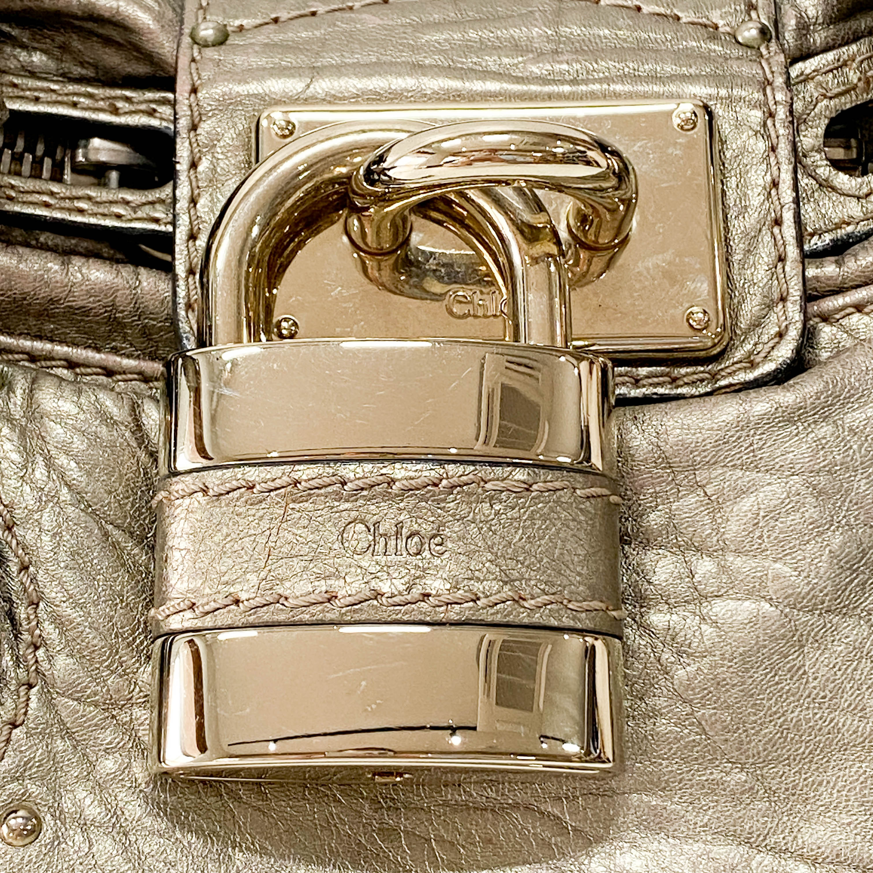 Paddington Gold Leather Shoulder Bag