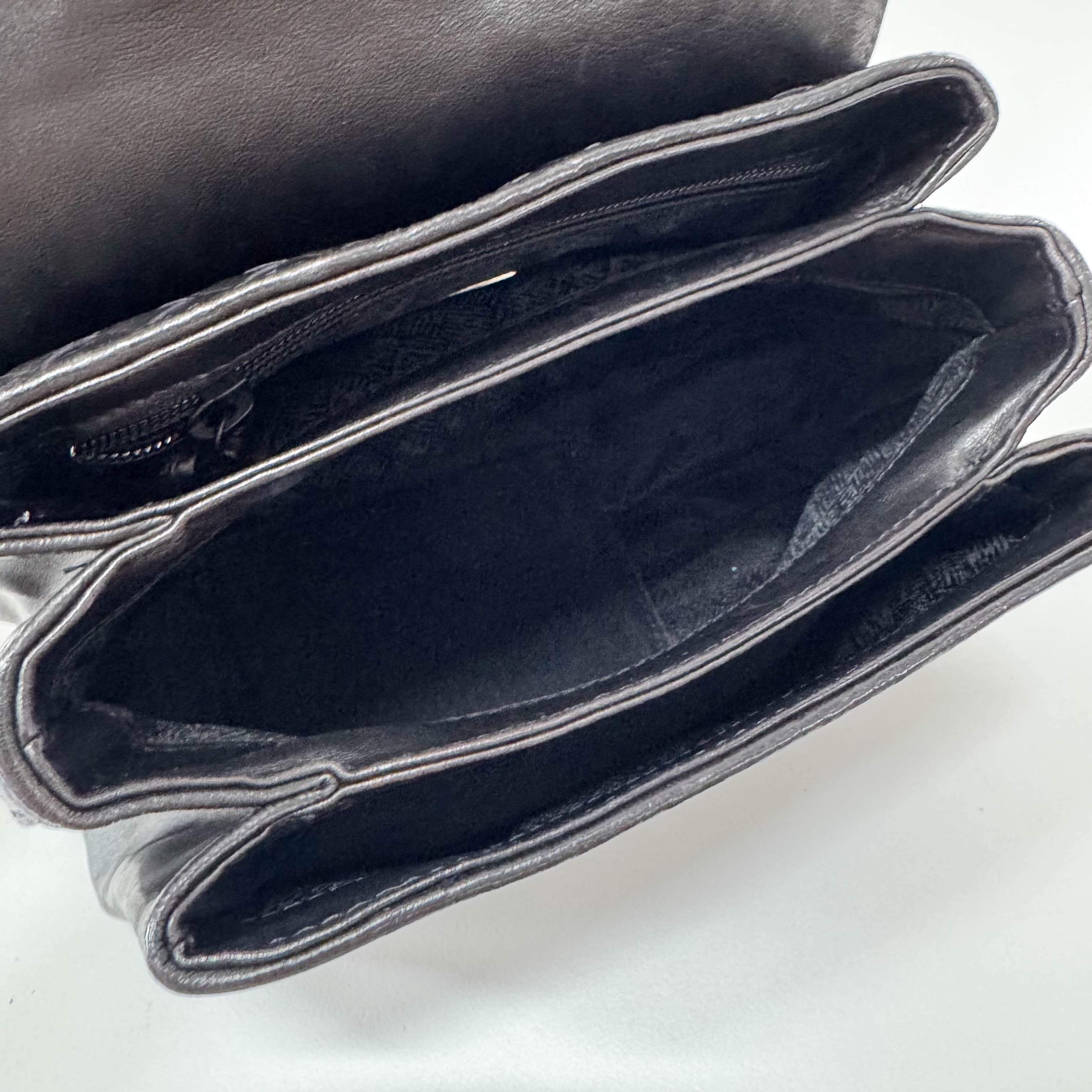 Intrecciato Mini Black Leather Bag