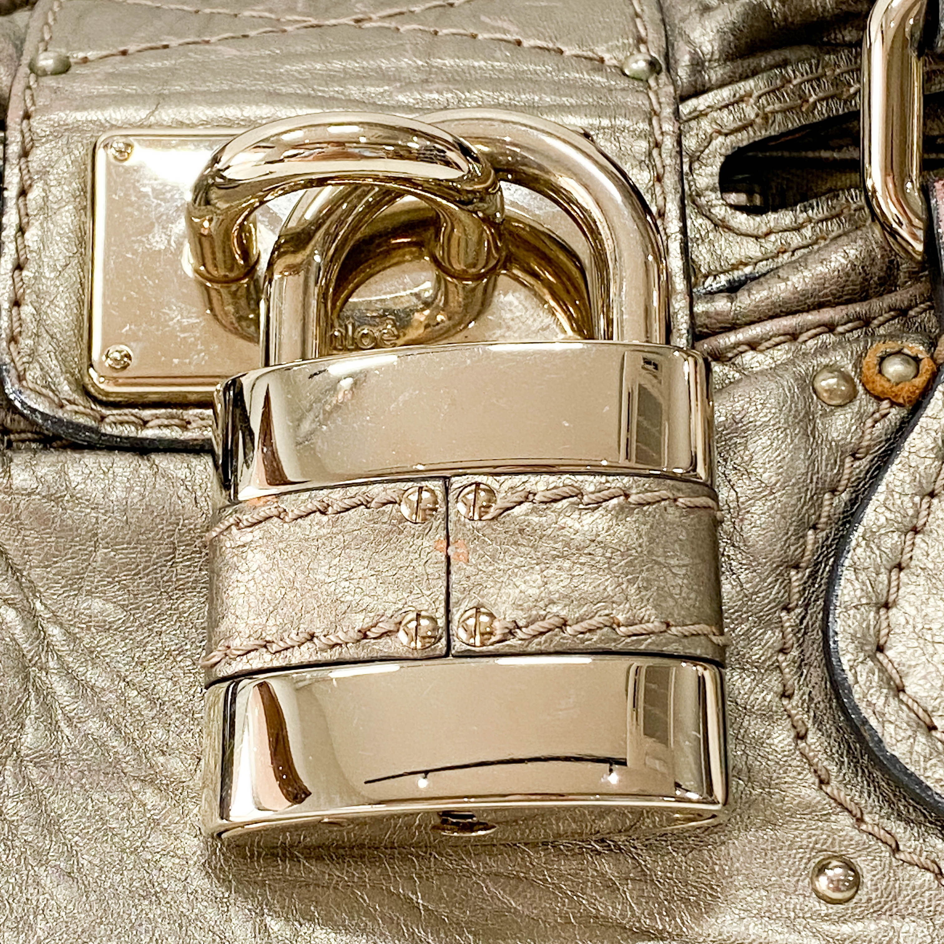 Paddington Gold Leather Shoulder Bag