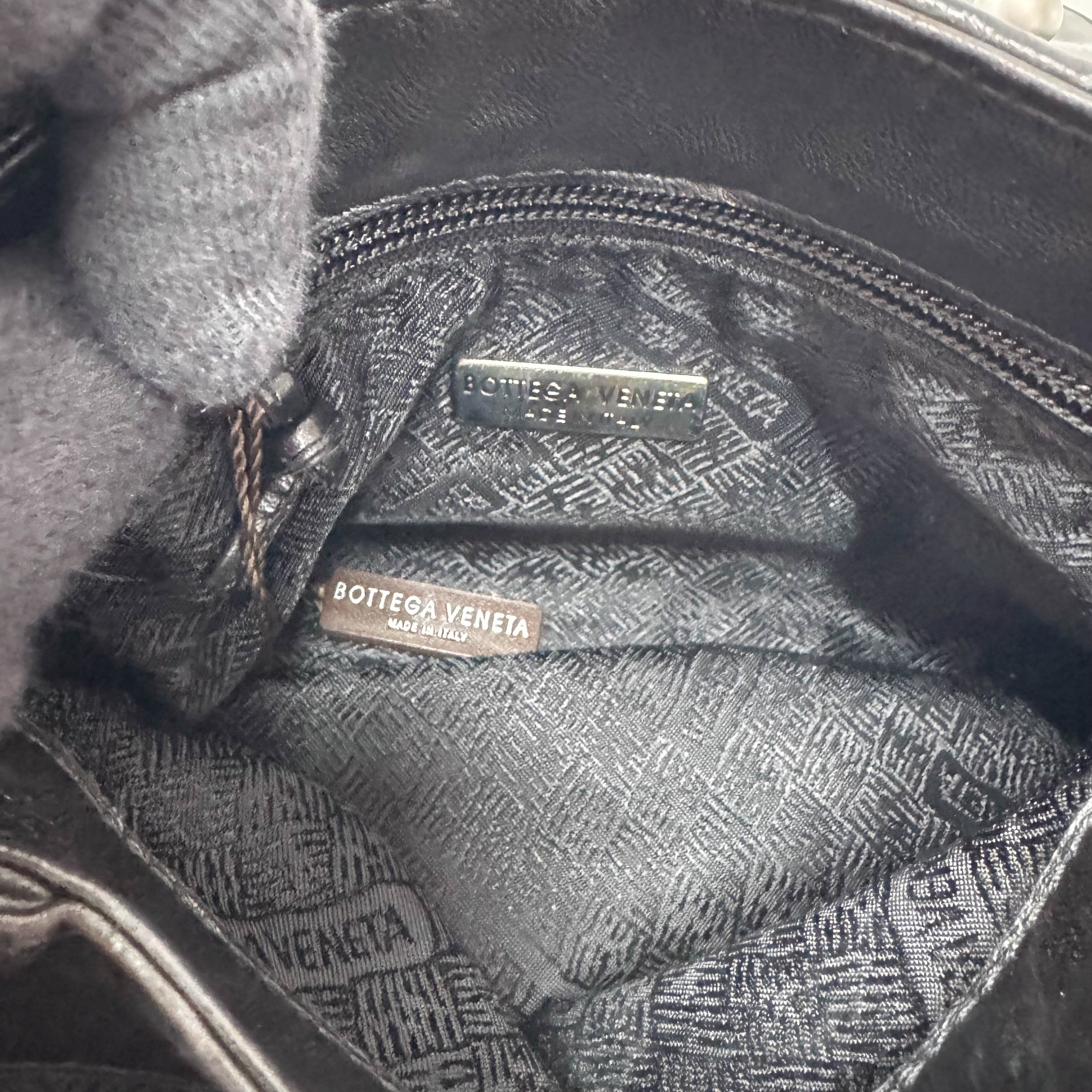 Intrecciato Mini Black Leather Bag