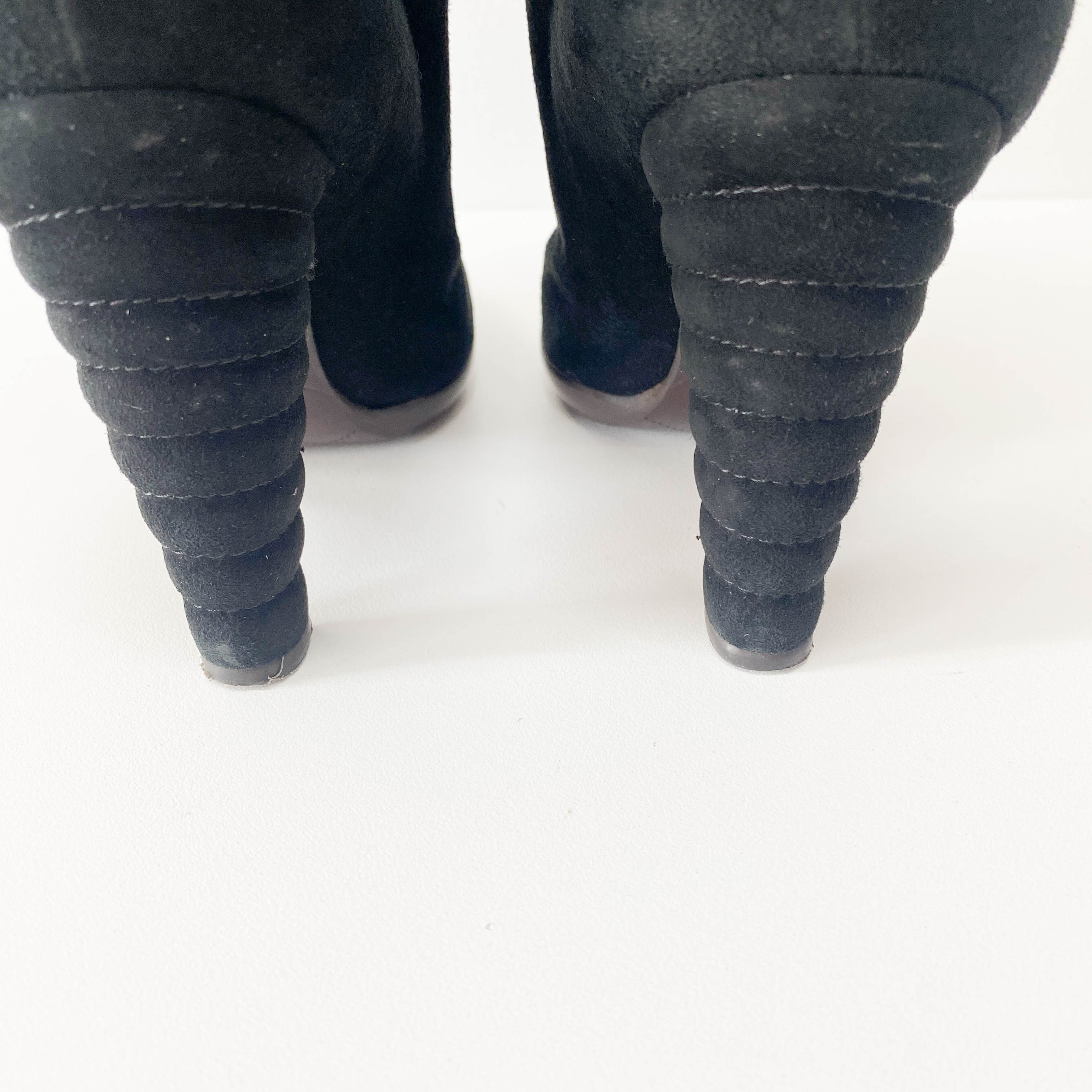 Size 36 Black Suede Heel Boots