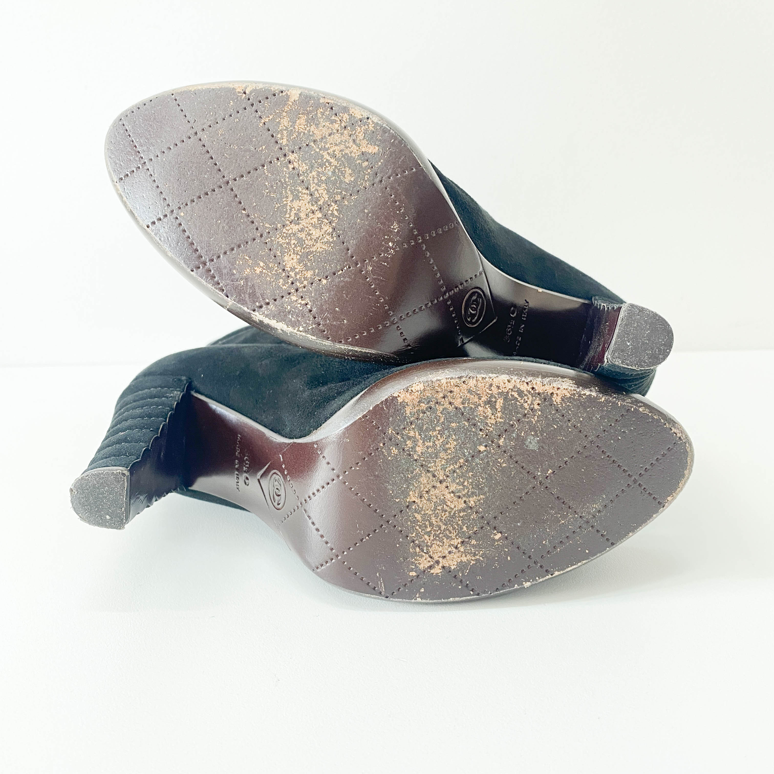 Size 36 Black Suede Heel Boots