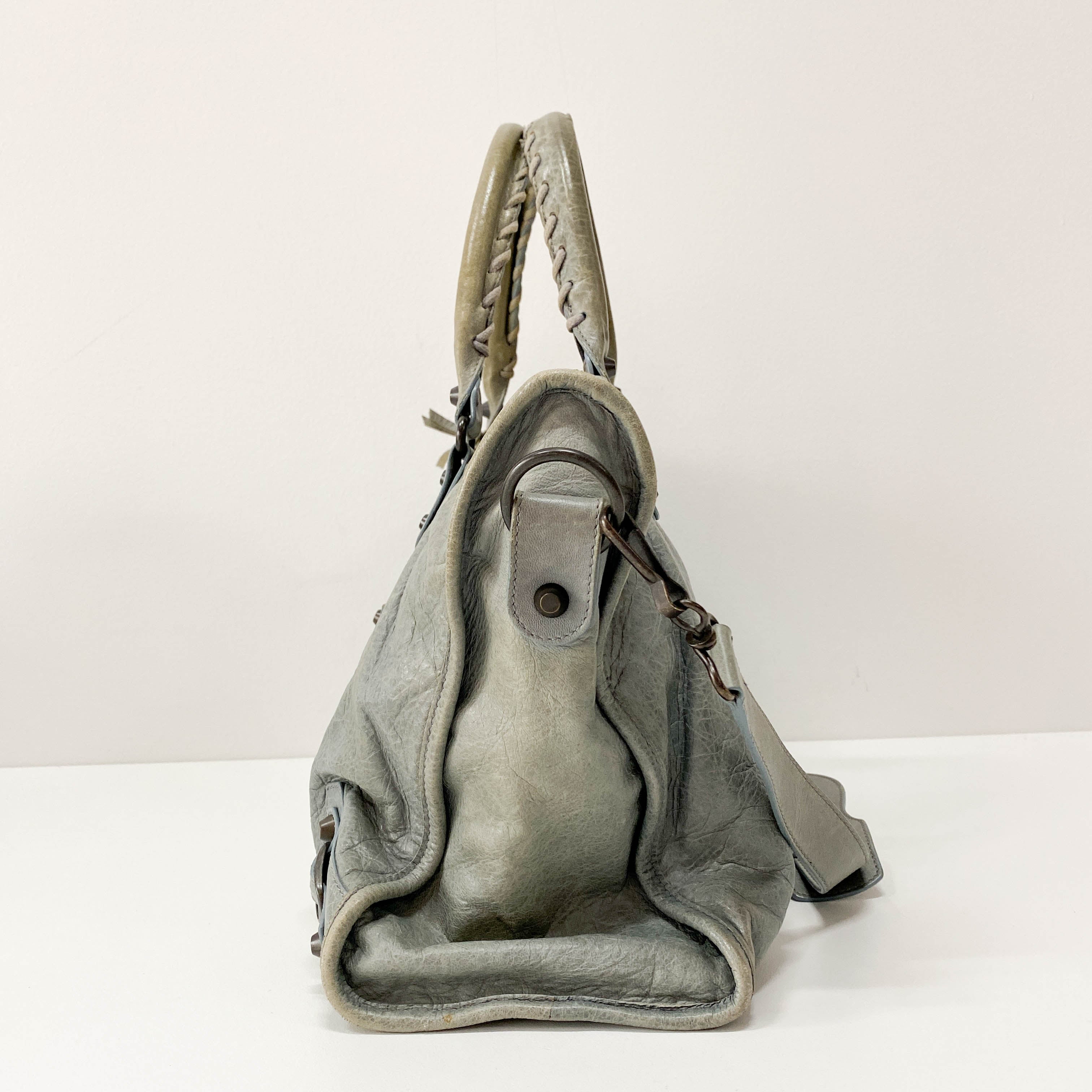 City Grey Leather Two Way Bag