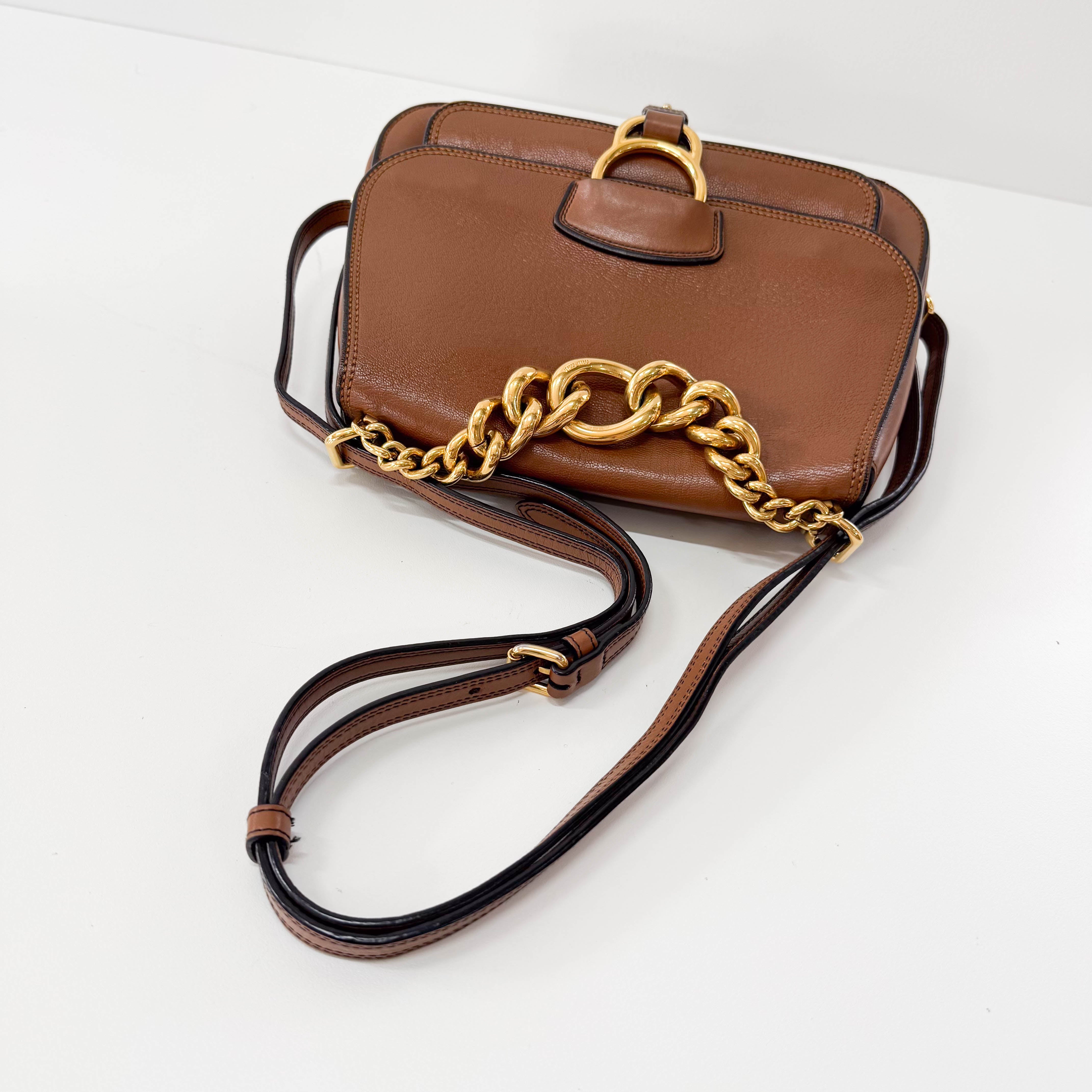 miu miu ブラウンレザーバッグ Miu Miu Beau レザーバッグ | ブラウン | FARFETCH JP