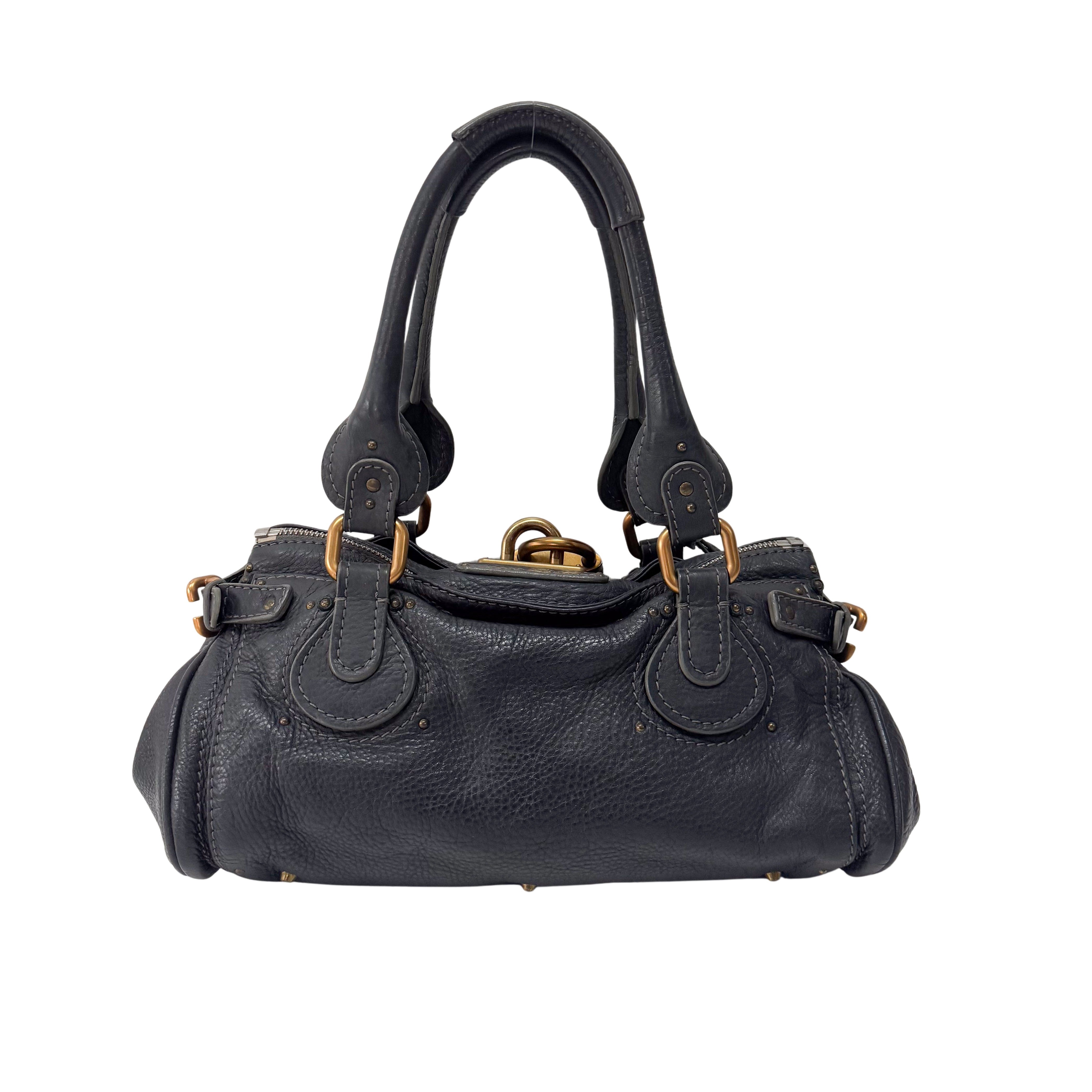 Paddington Charcoal Grey Leather Shoulder Bag