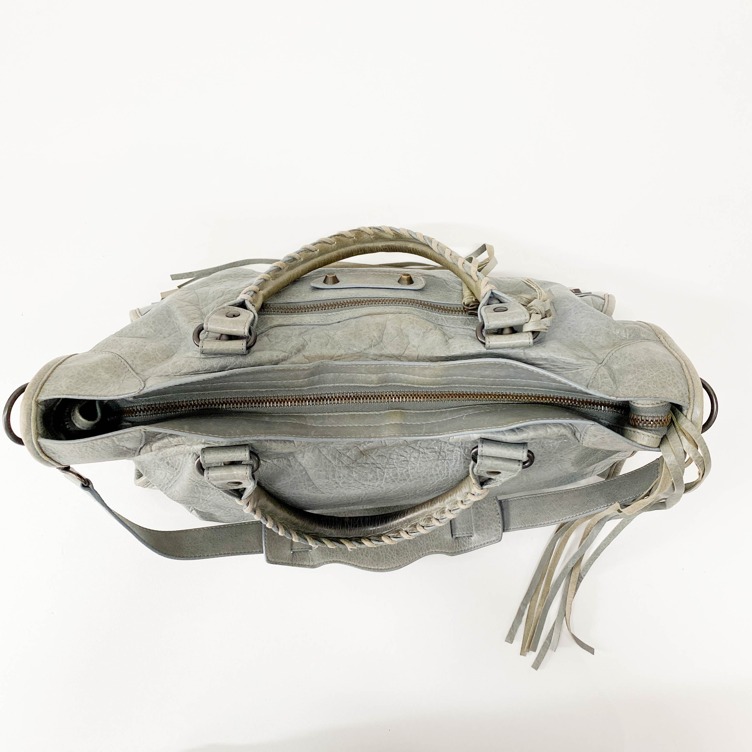 City Grey Leather Two Way Bag