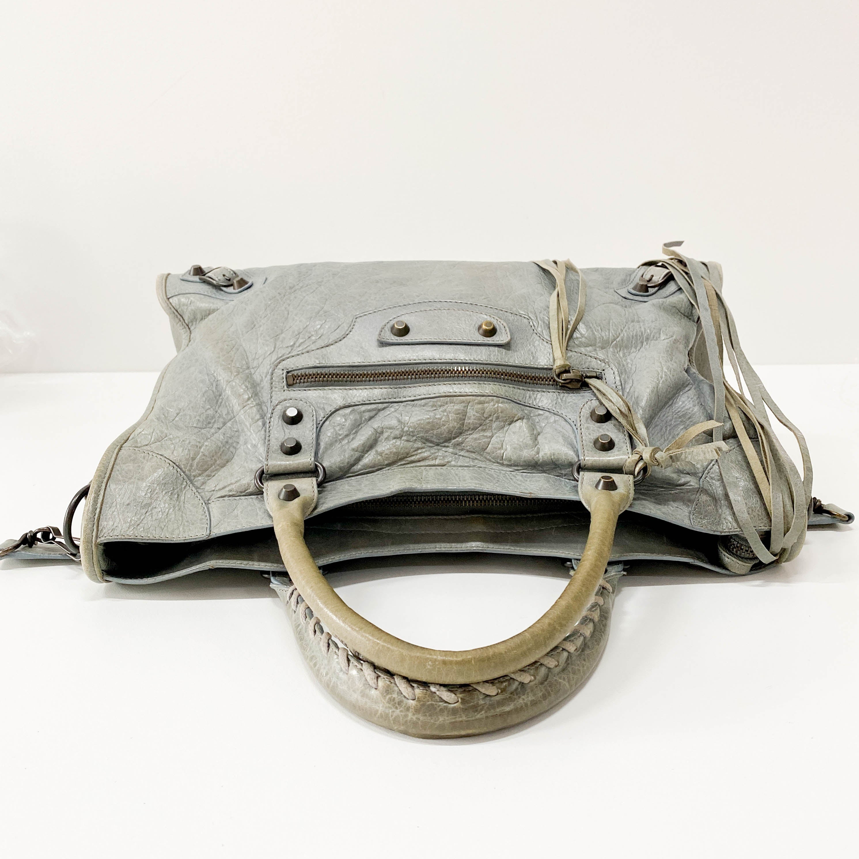City Grey Leather Two Way Bag