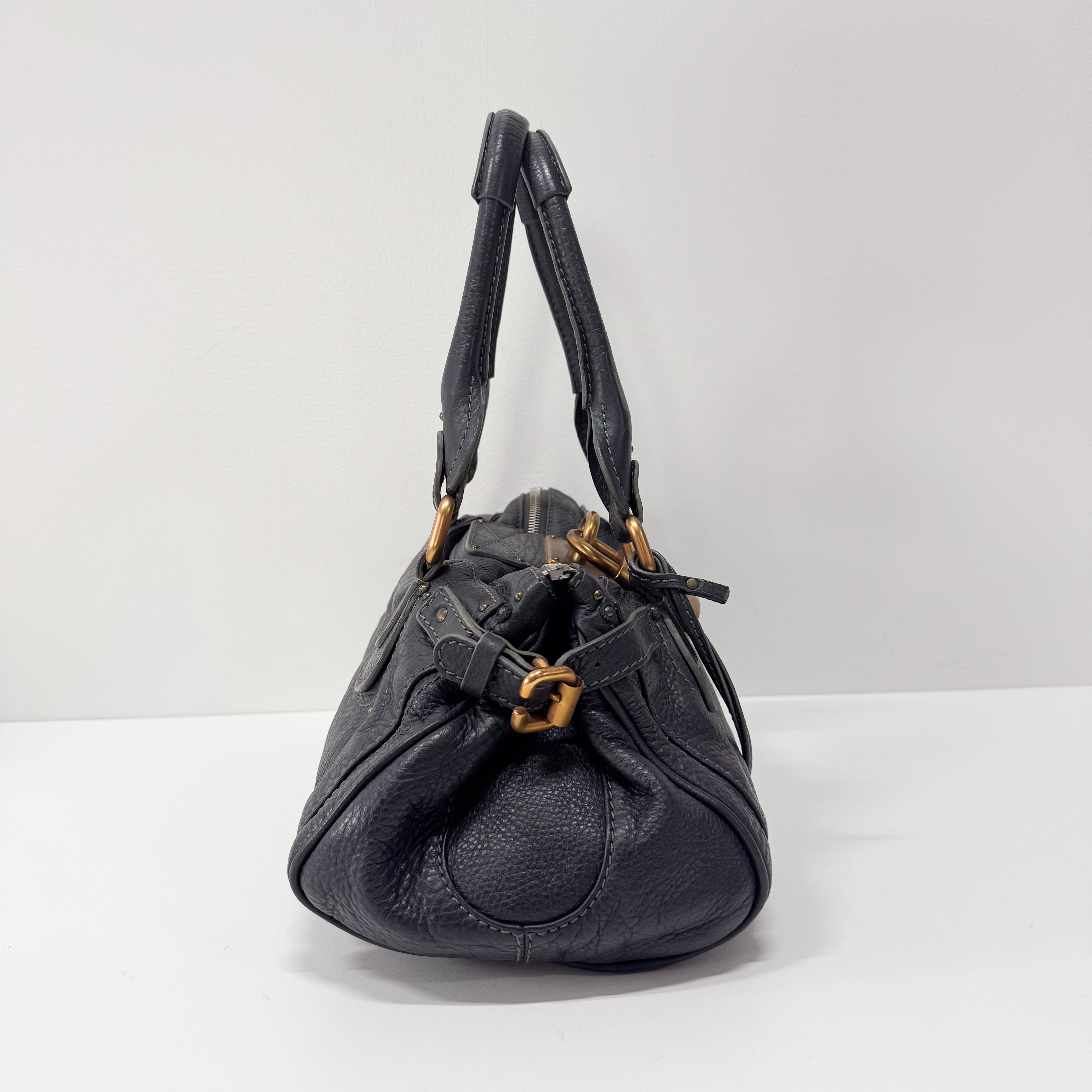 Paddington Charcoal Grey Leather Shoulder Bag