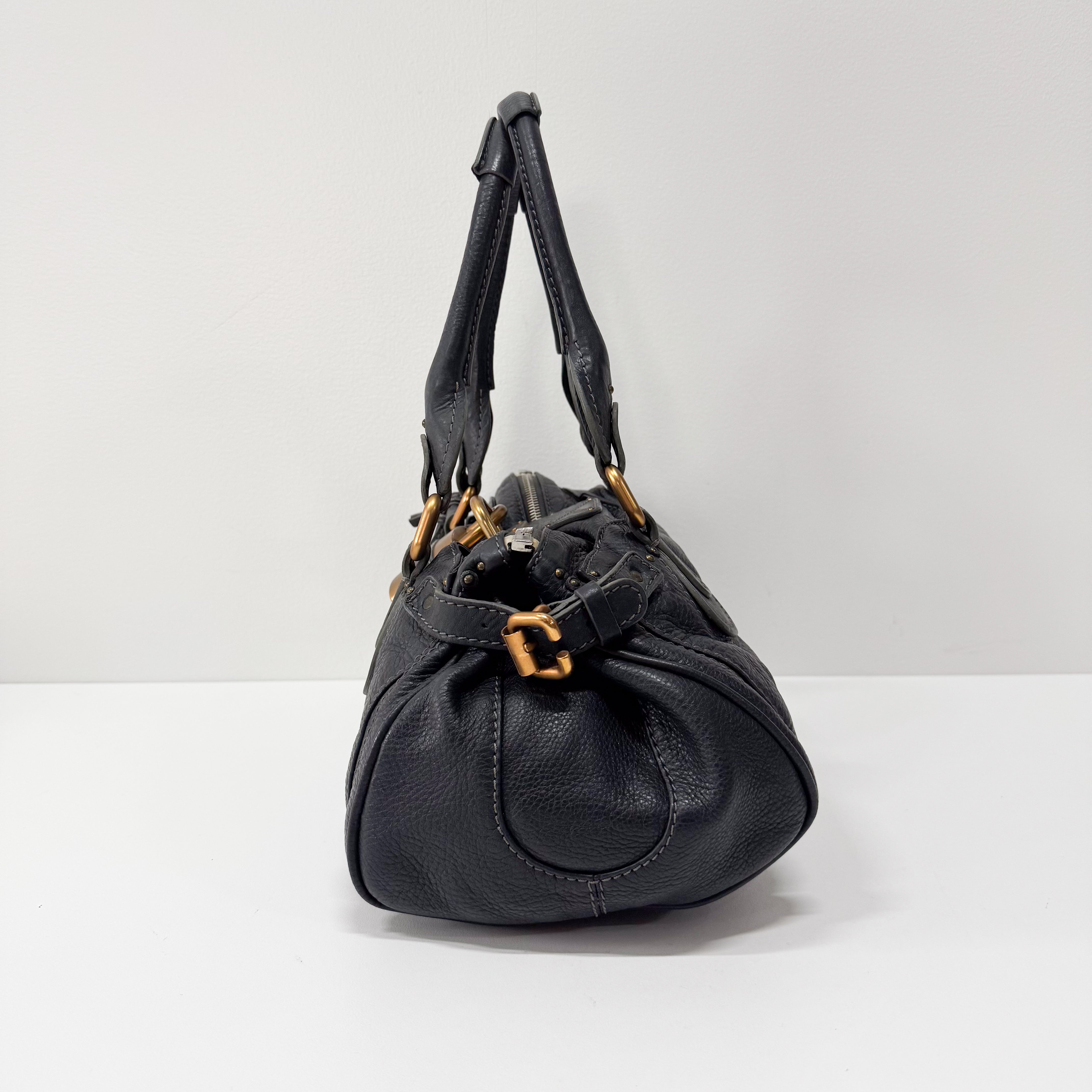 Paddington Charcoal Grey Leather Shoulder Bag