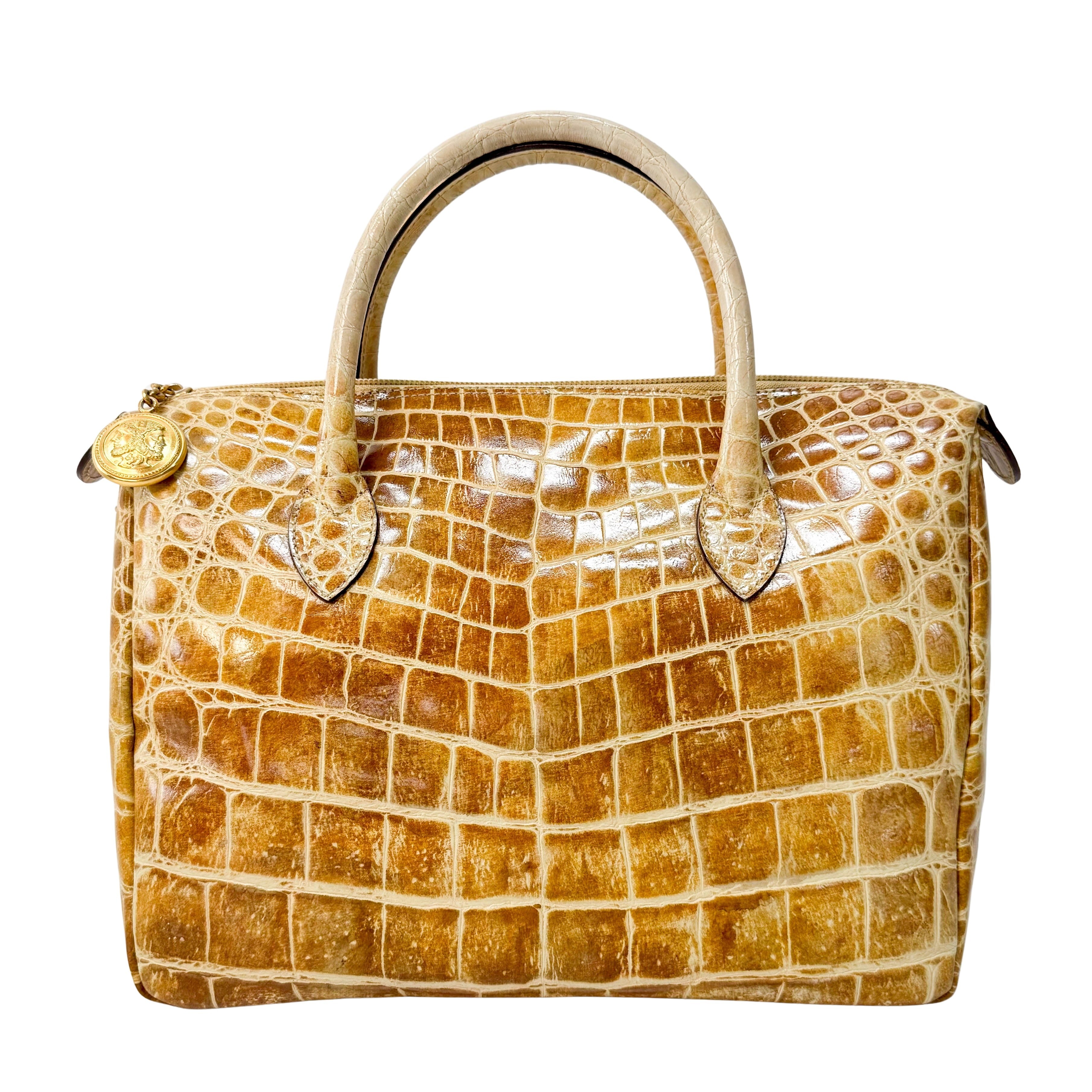 Cream Leather Handle Bag