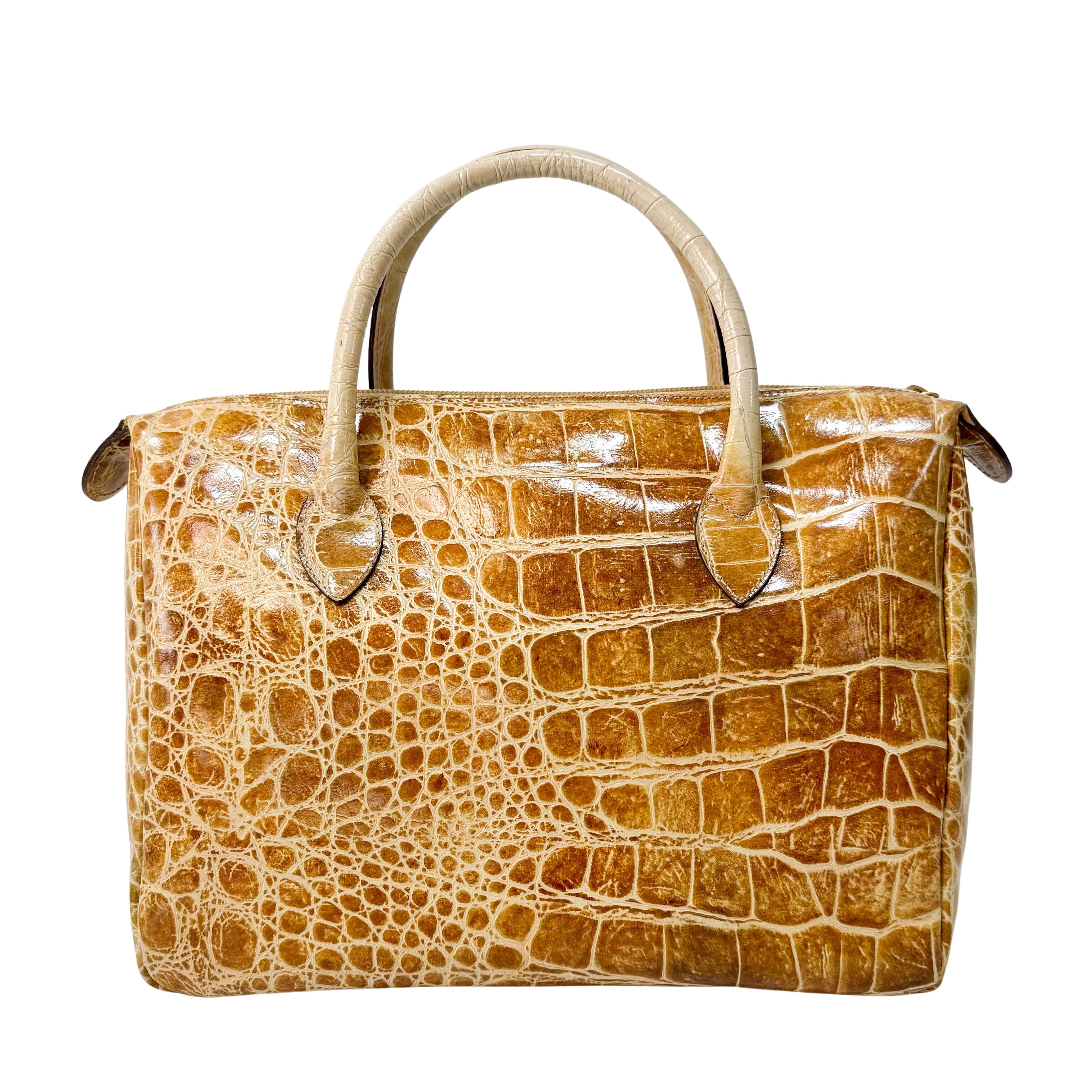 Cream Leather Handle Bag