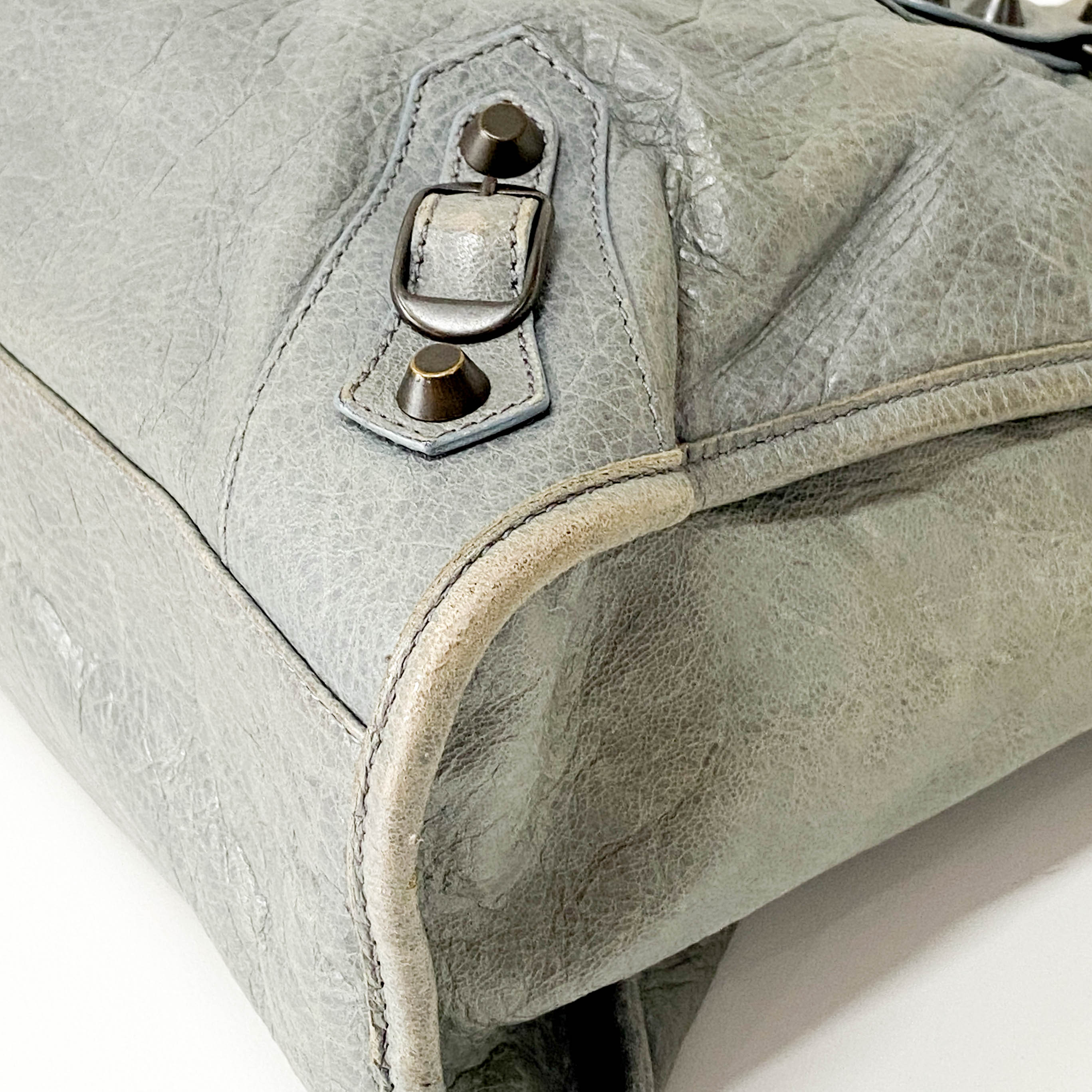 City Grey Leather Two Way Bag