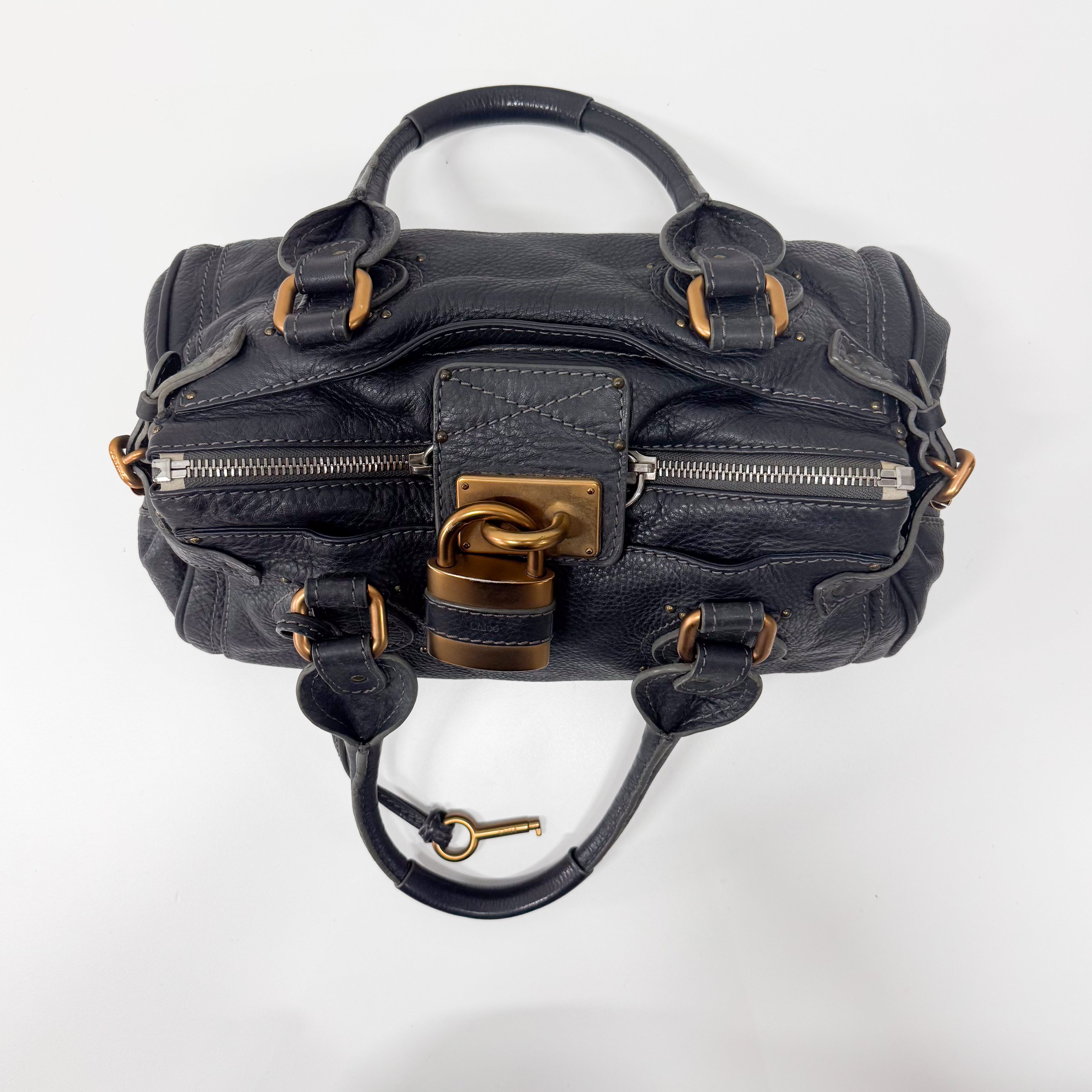 Paddington Charcoal Grey Leather Shoulder Bag