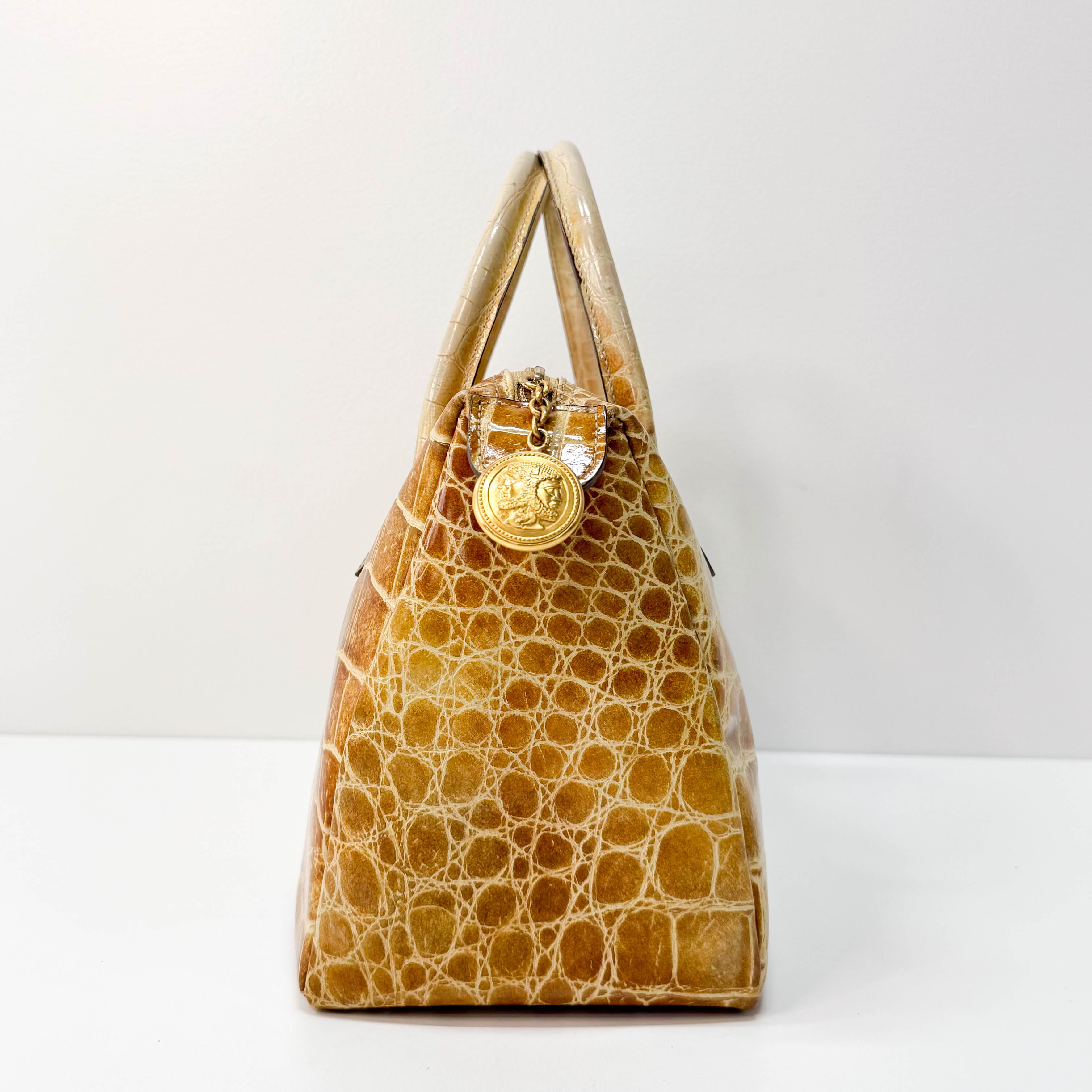 Cream Leather Handle Bag