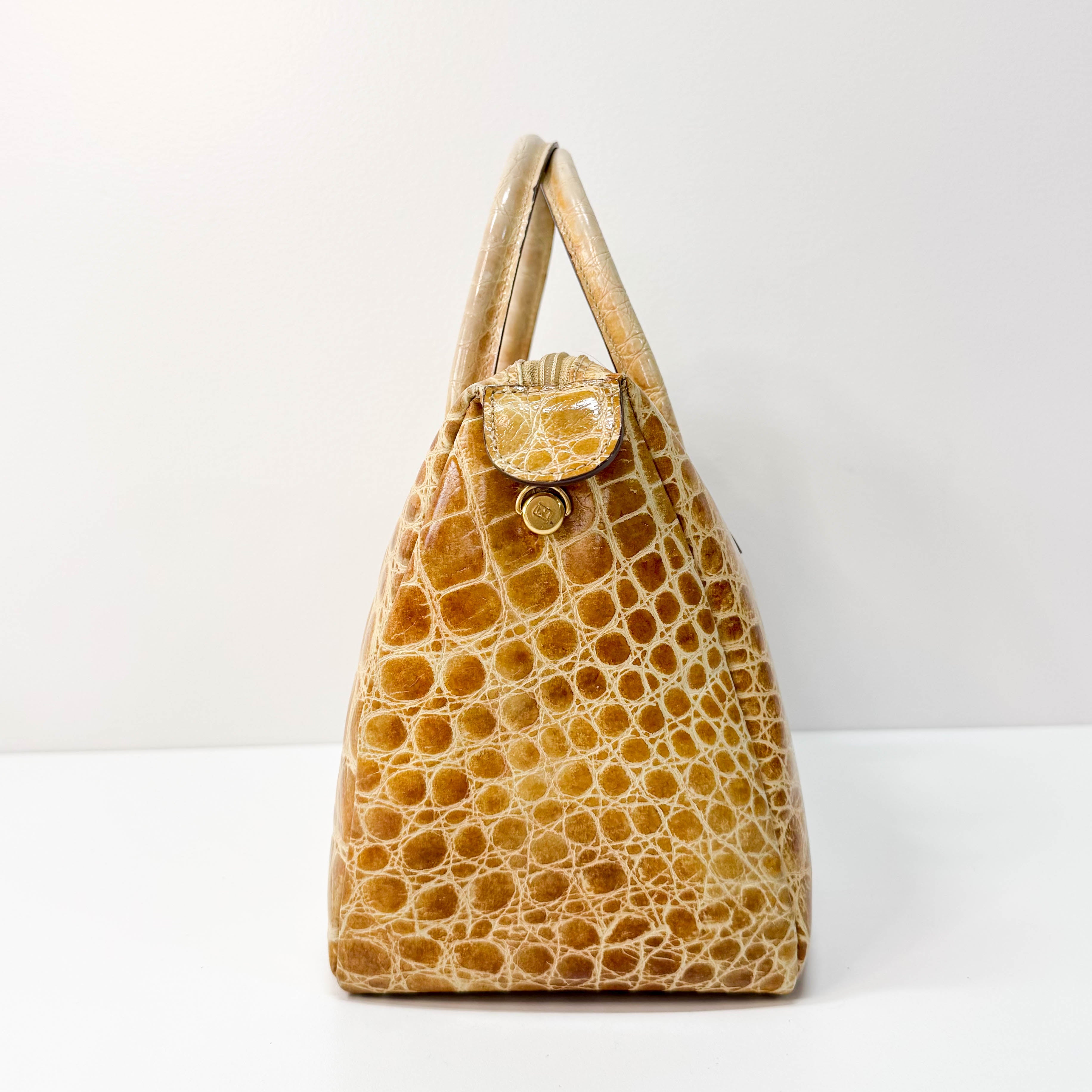 Cream Leather Handle Bag