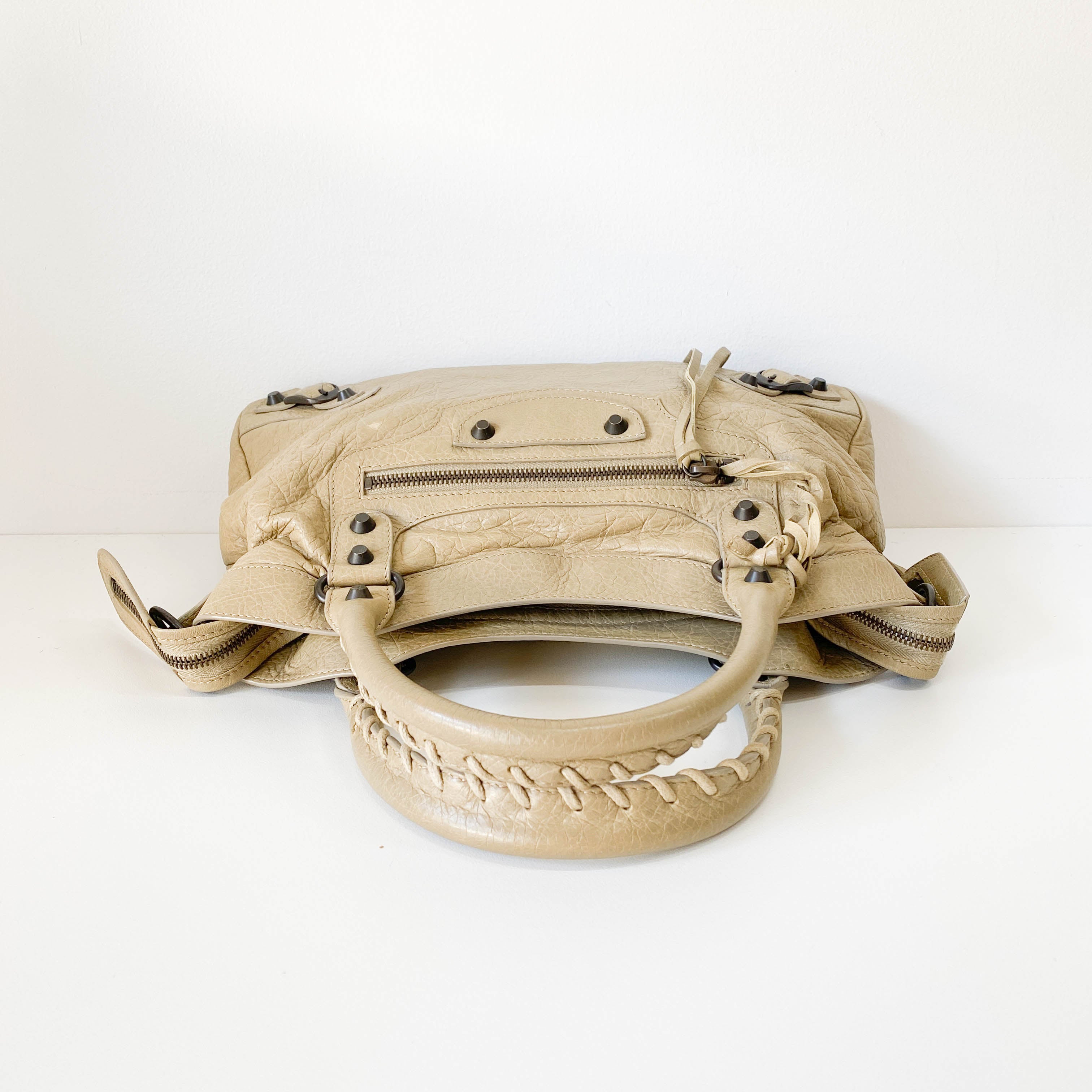 The Town Beige Calfskin Leather Two Way Bag