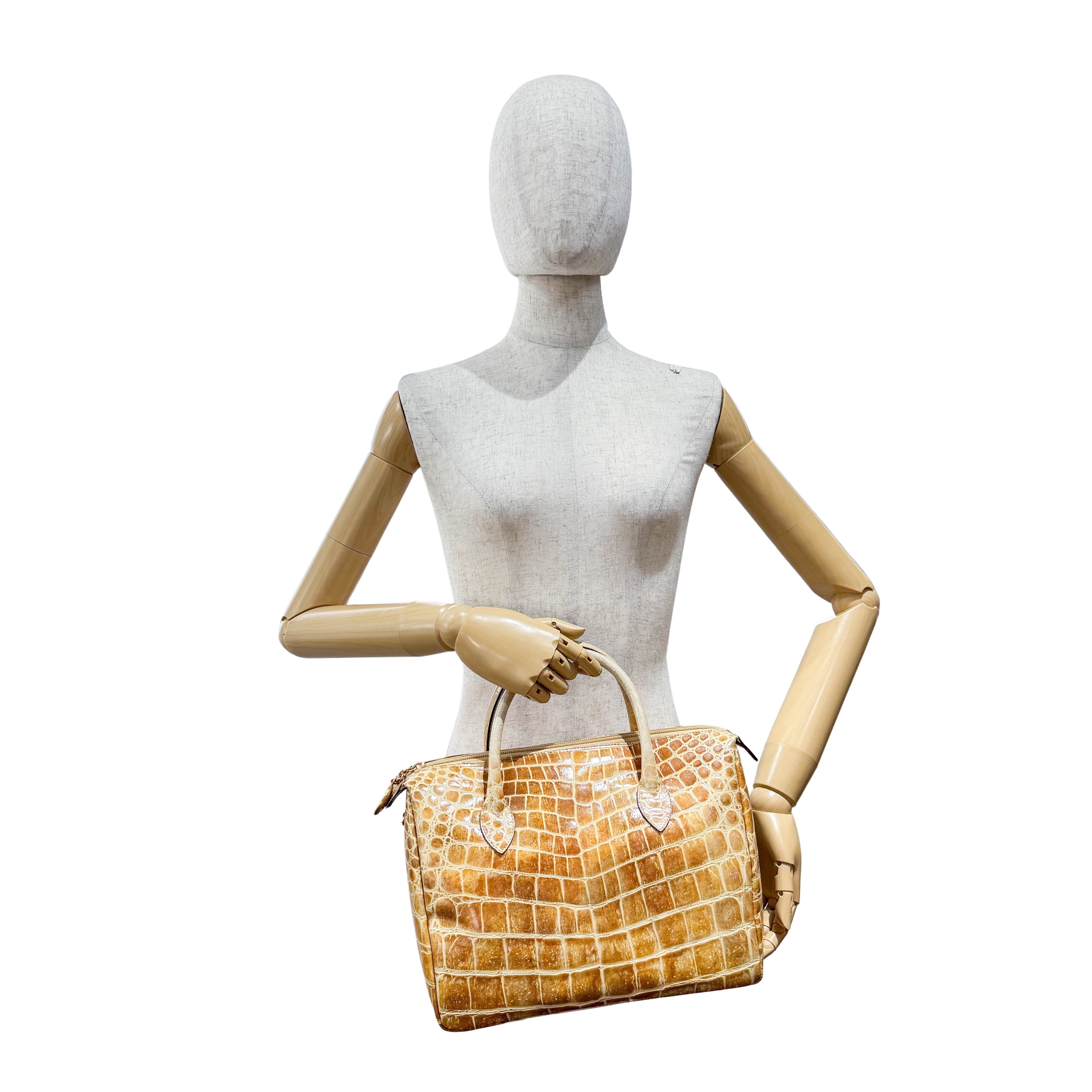 Cream Leather Handle Bag