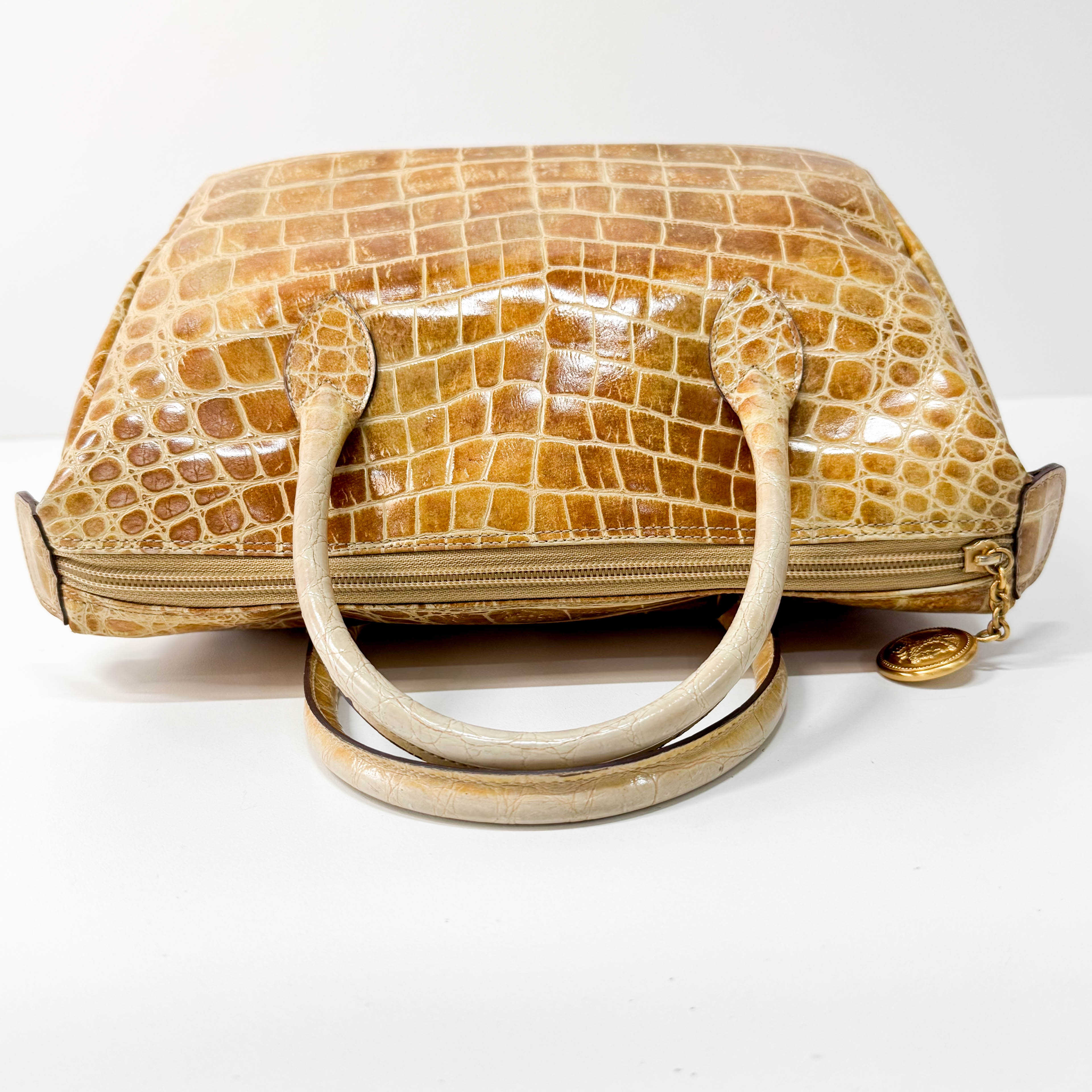 Cream Leather Handle Bag