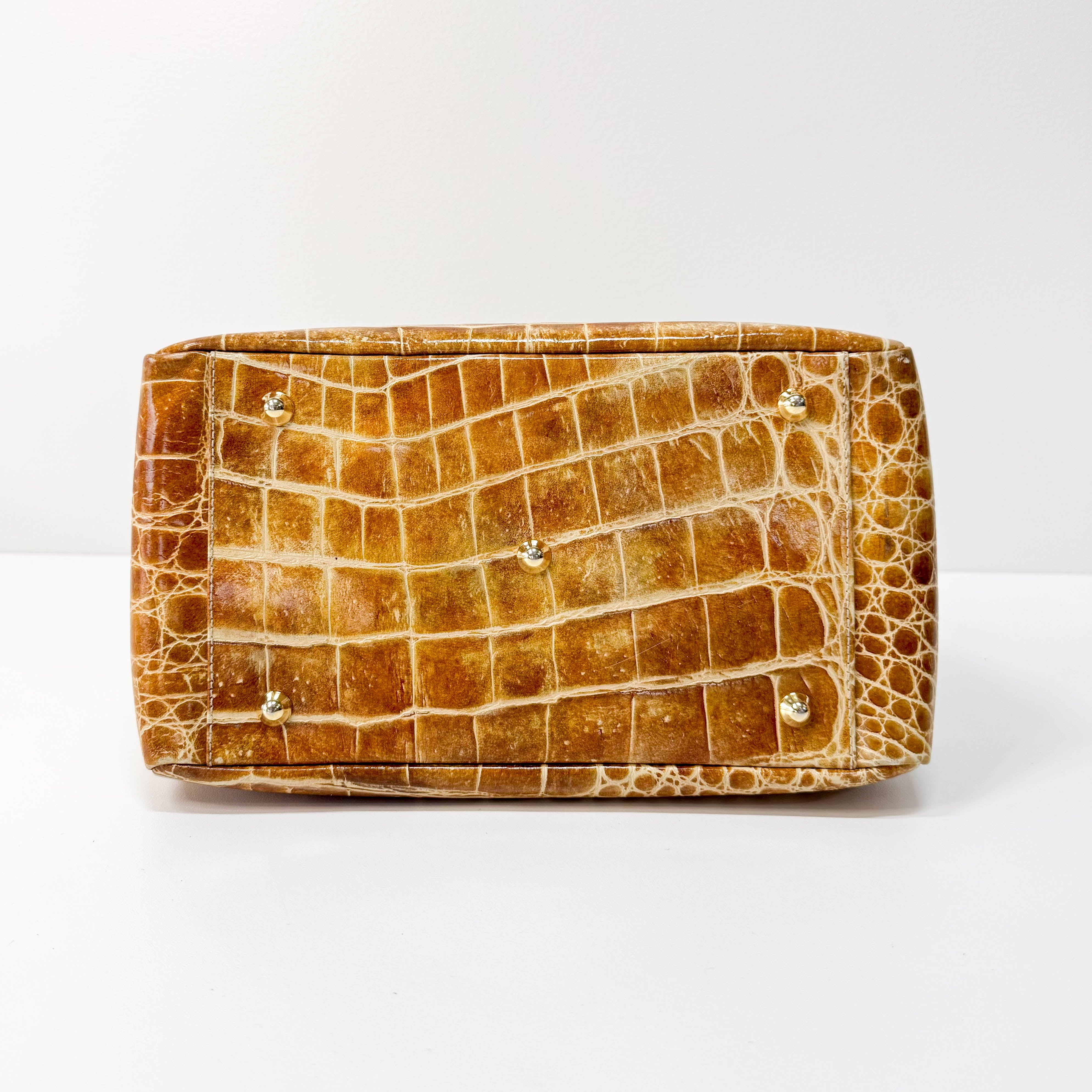 Cream Leather Handle Bag