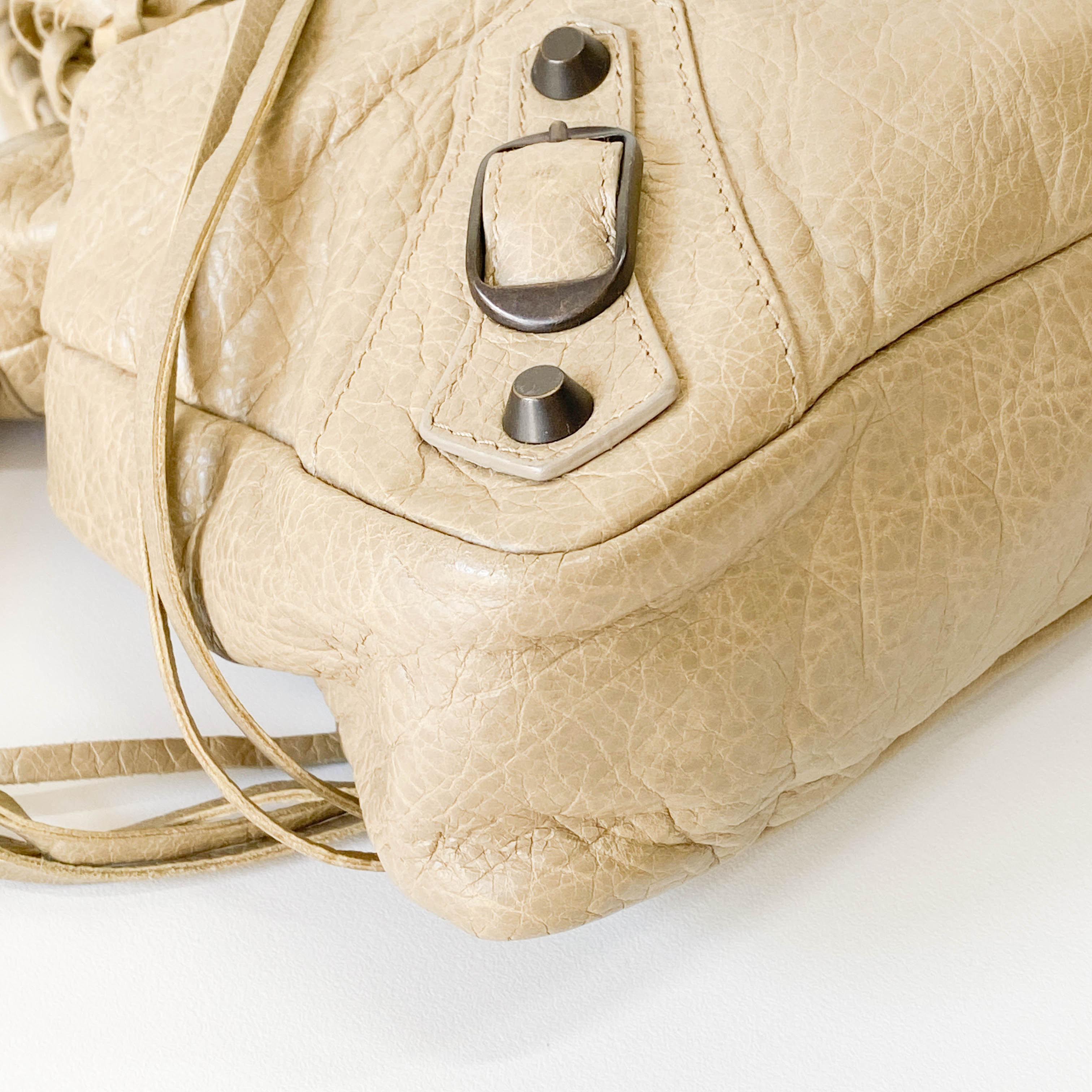 The Town Beige Calfskin Leather Two Way Bag