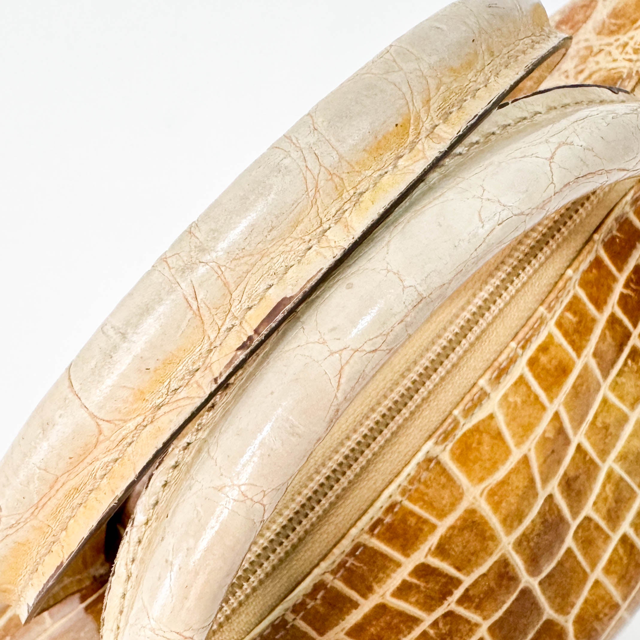 Cream Leather Handle Bag