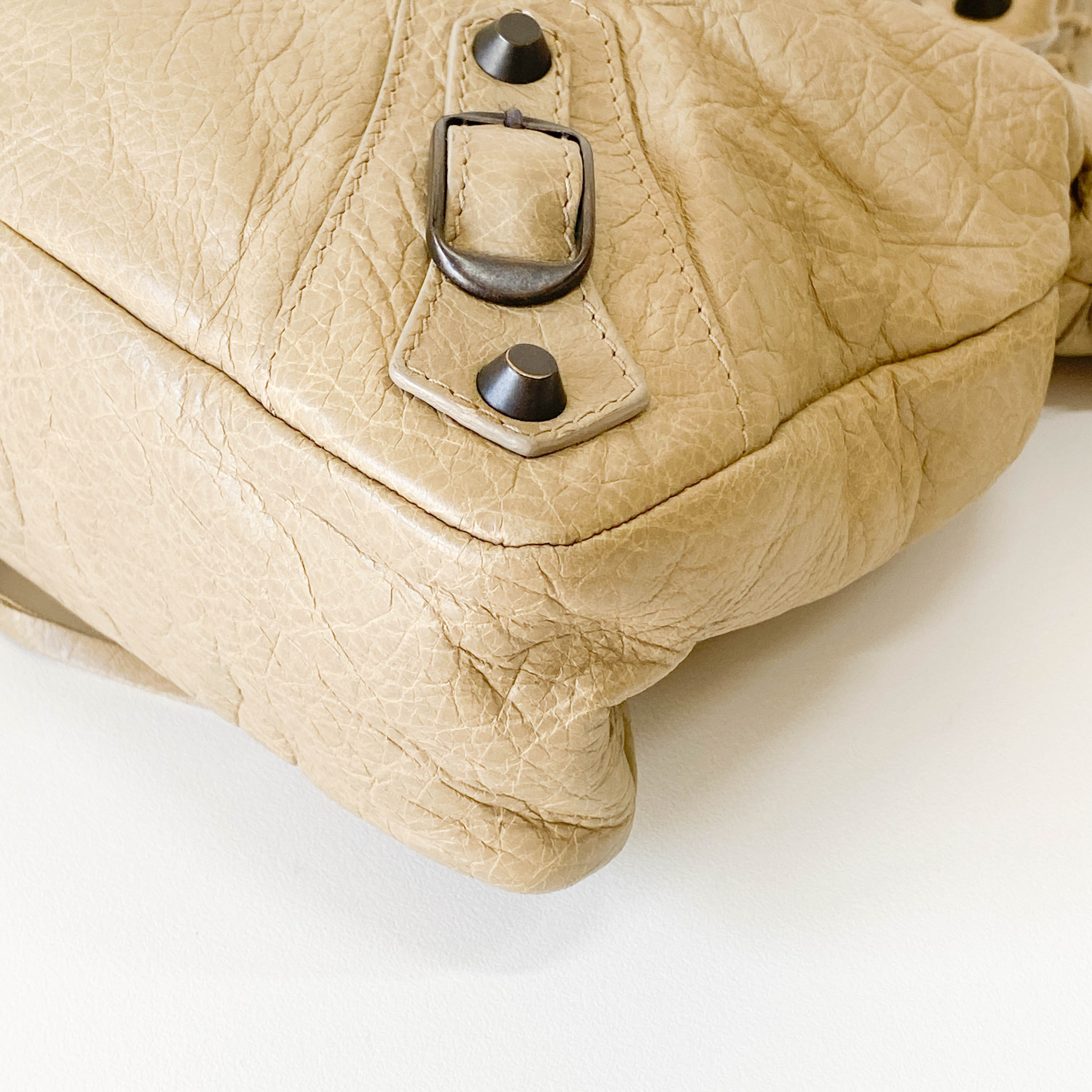 The Town Beige Calfskin Leather Two Way Bag