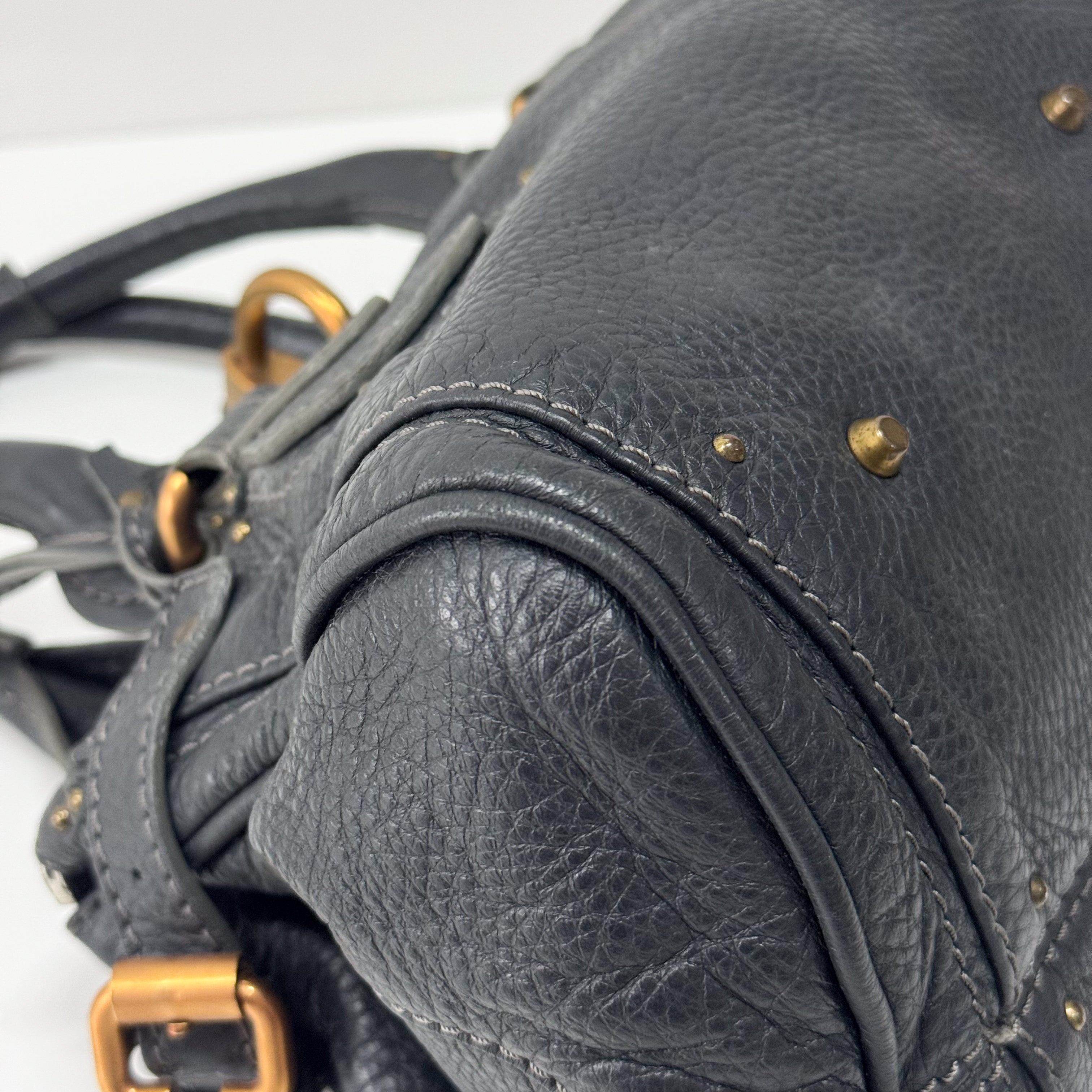 Paddington Charcoal Grey Leather Shoulder Bag