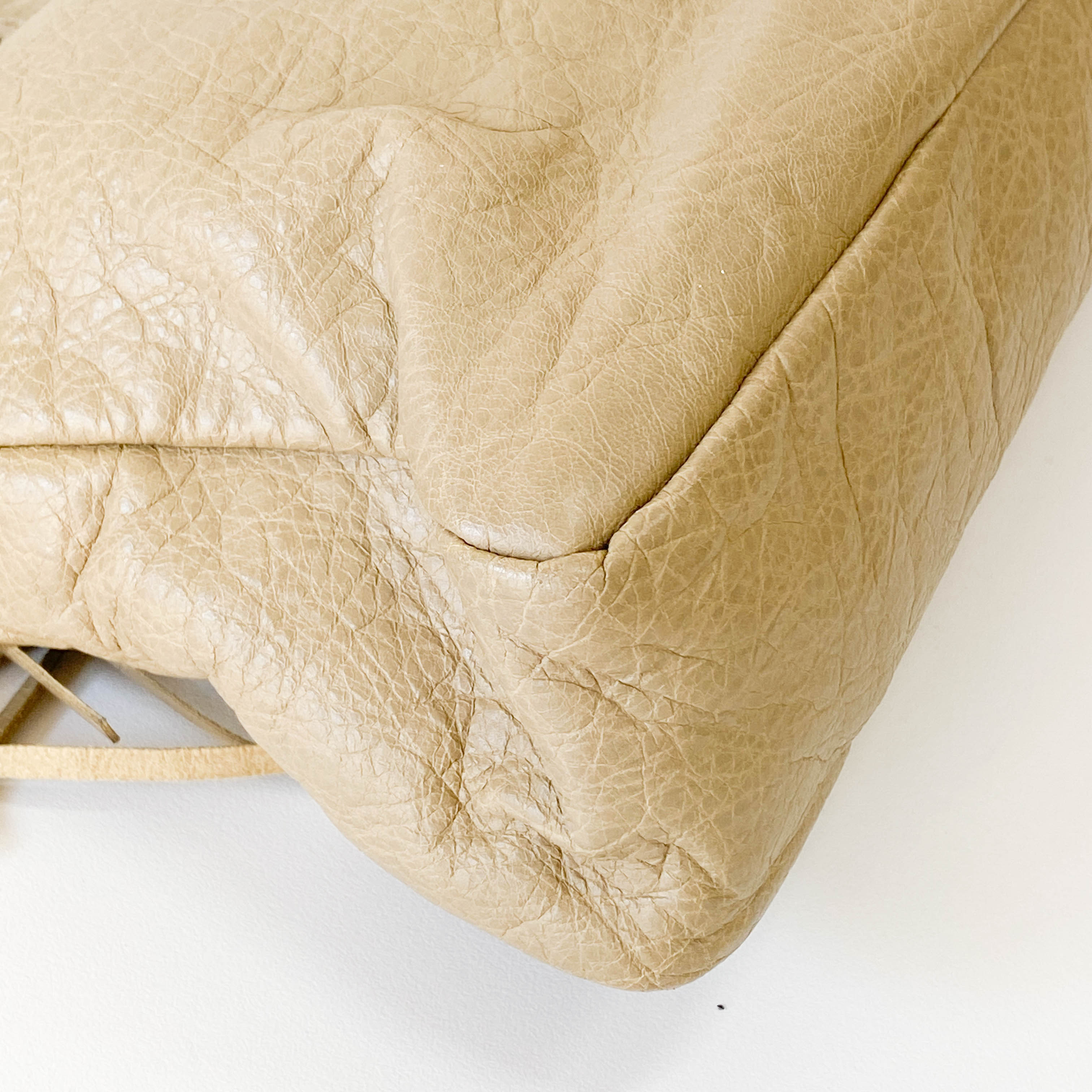 The Town Beige Calfskin Leather Two Way Bag