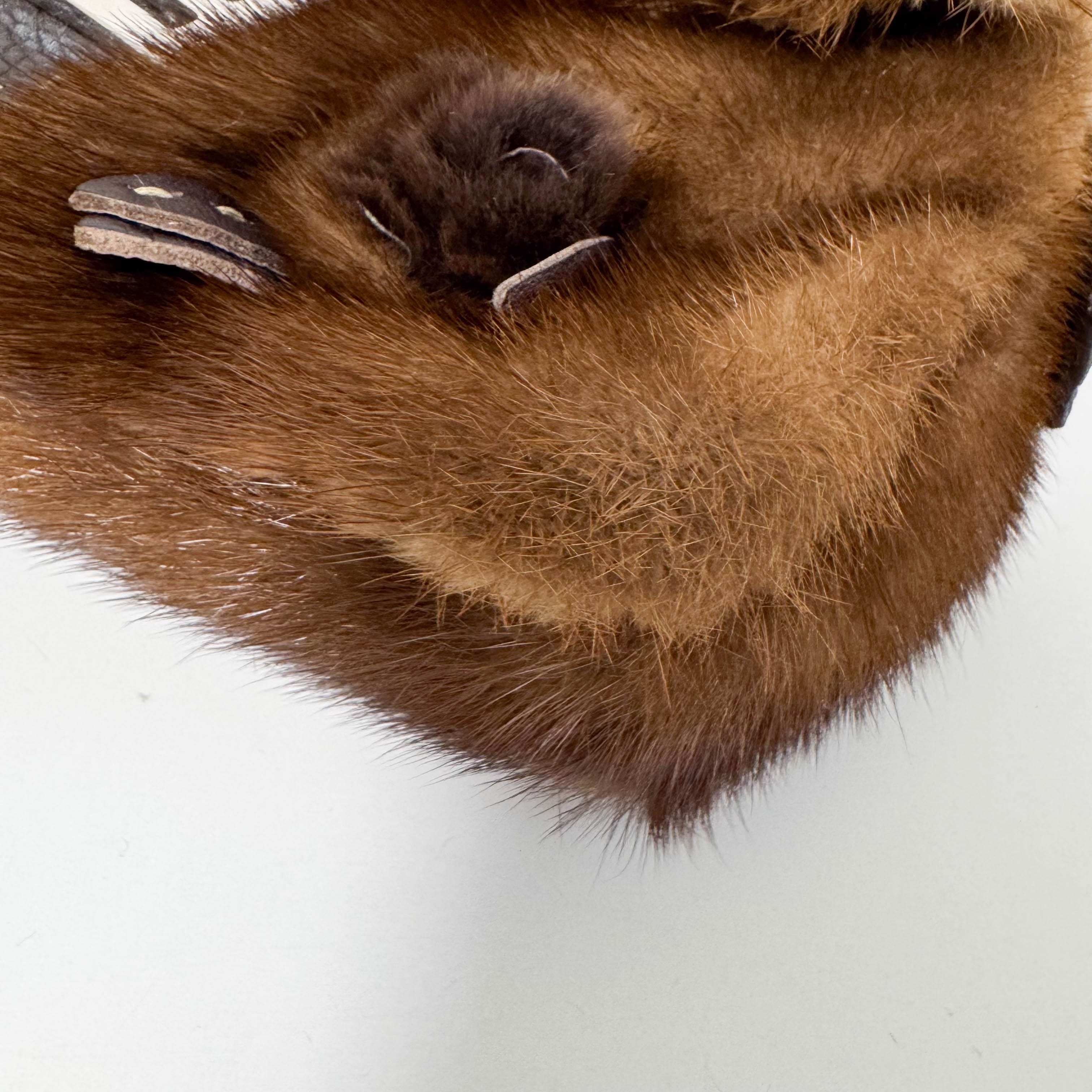 Baguette Brown Fur with Flower Selleria Shoulder Bag