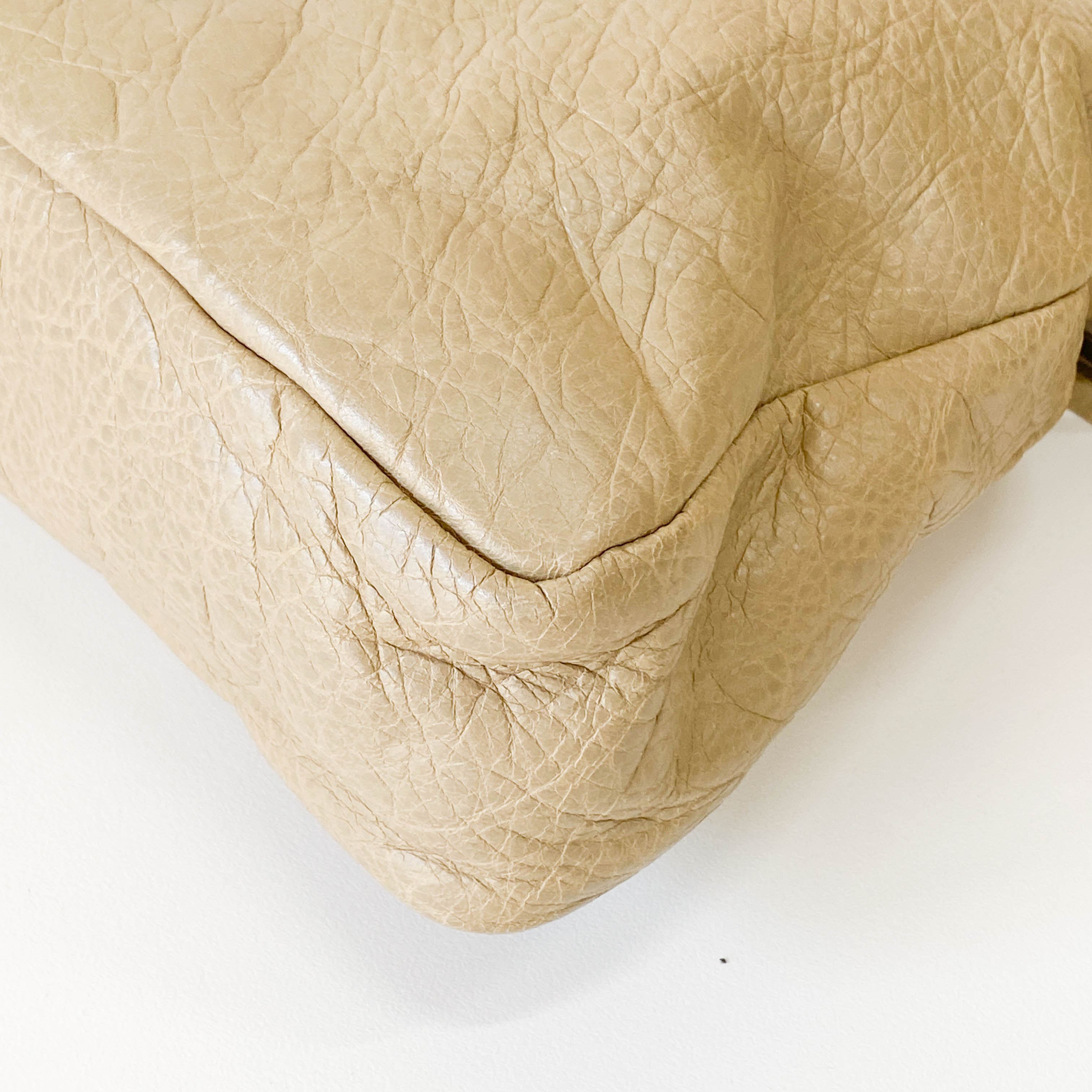 The Town Beige Calfskin Leather Two Way Bag