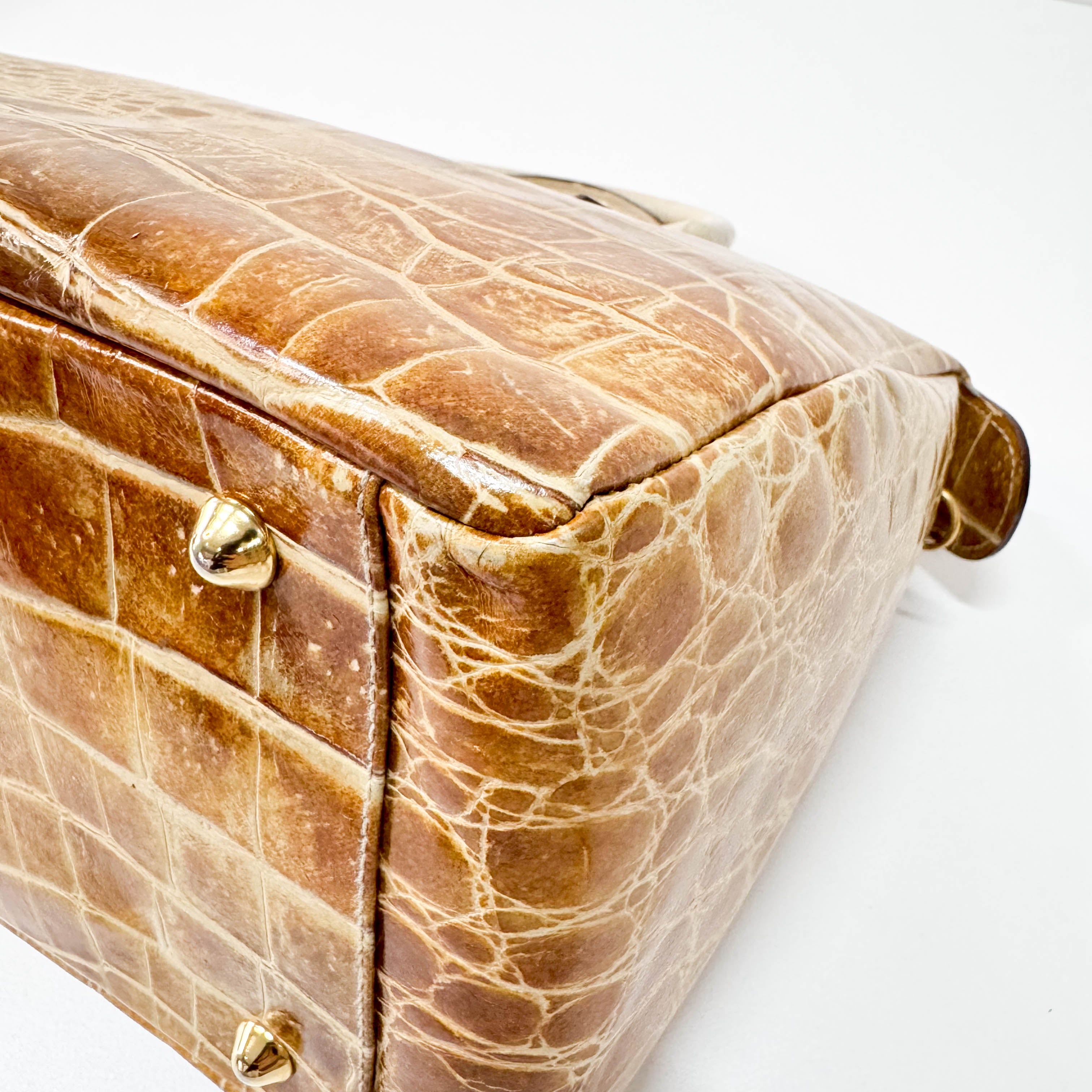 Cream Leather Handle Bag