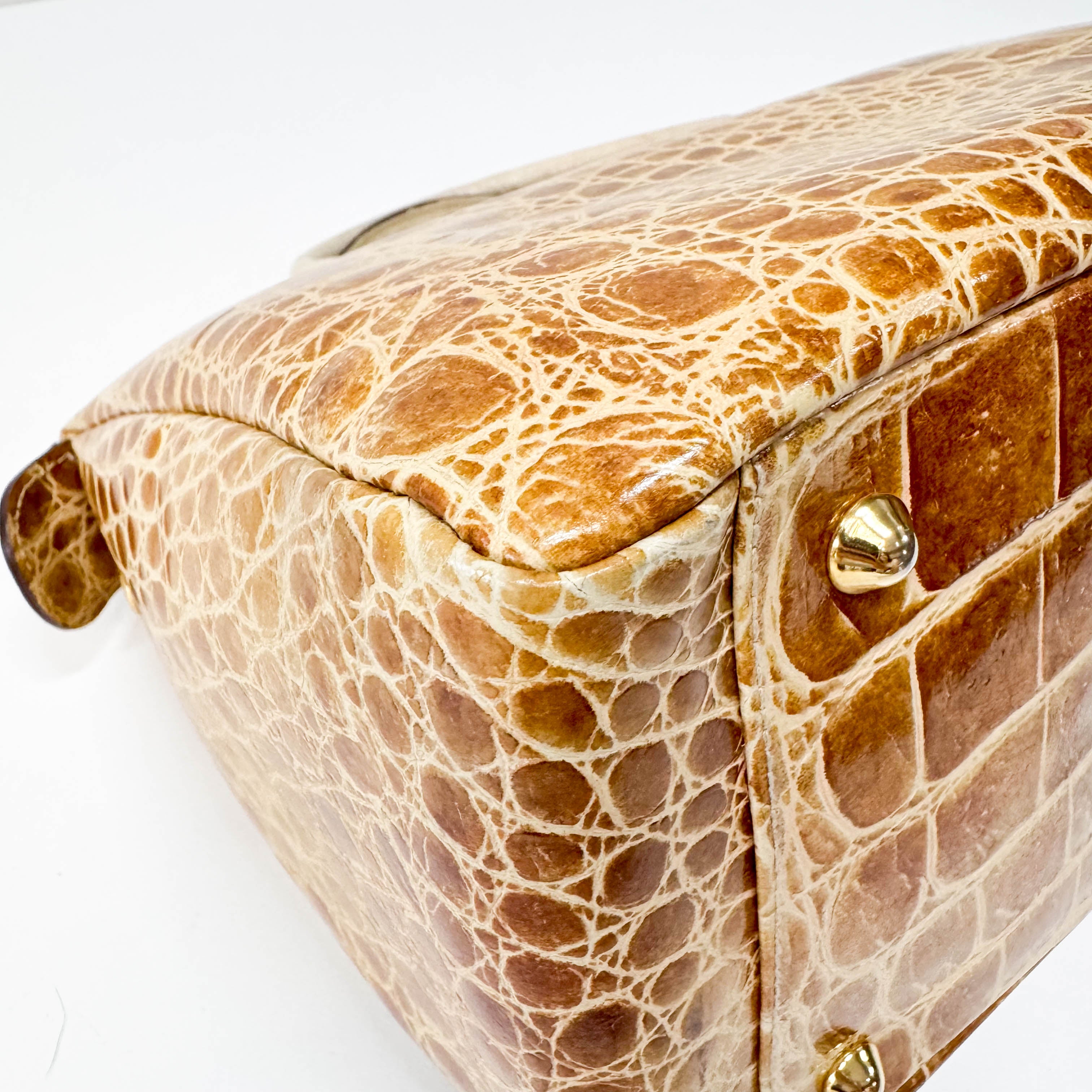 Cream Leather Handle Bag