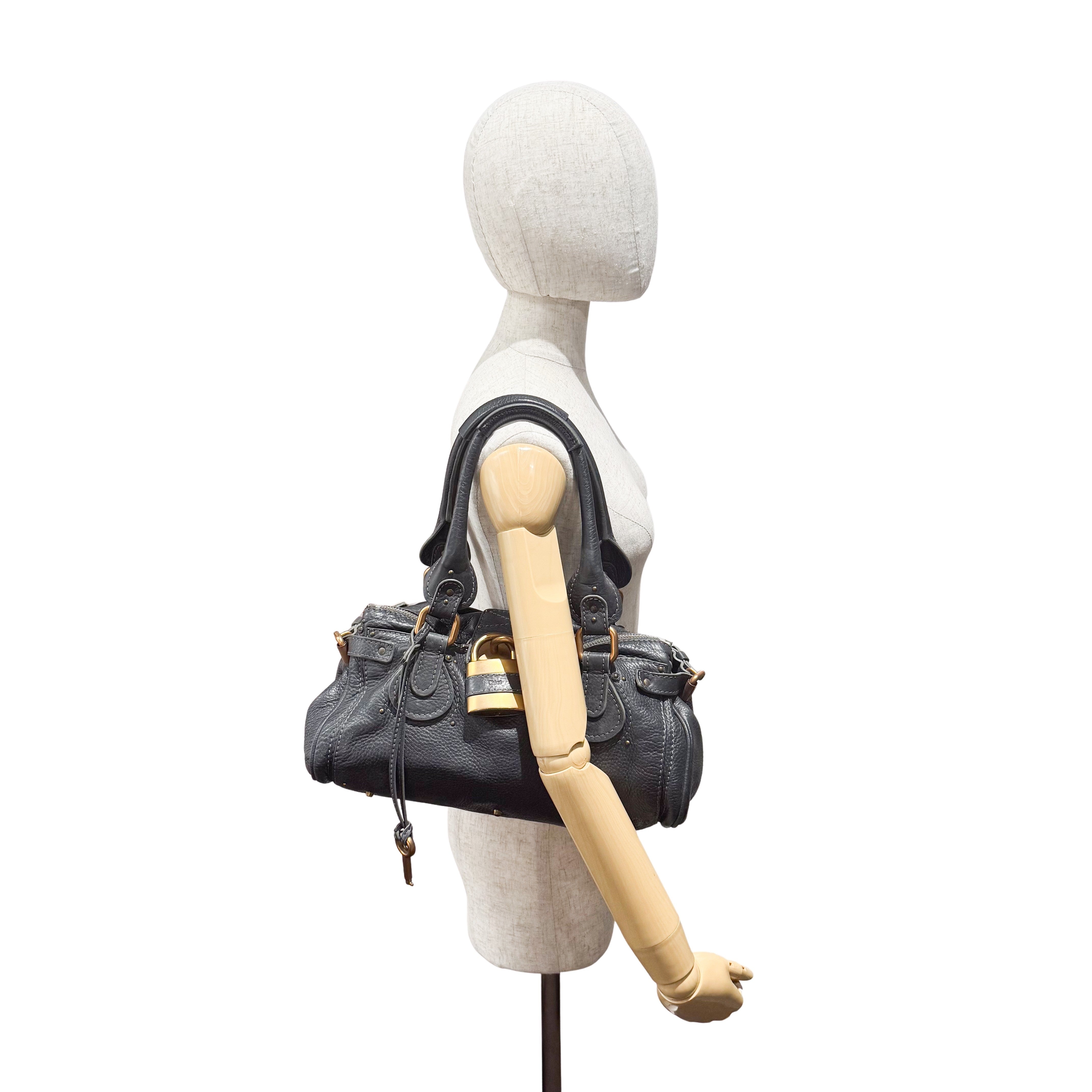 Paddington Charcoal Grey Leather Shoulder Bag