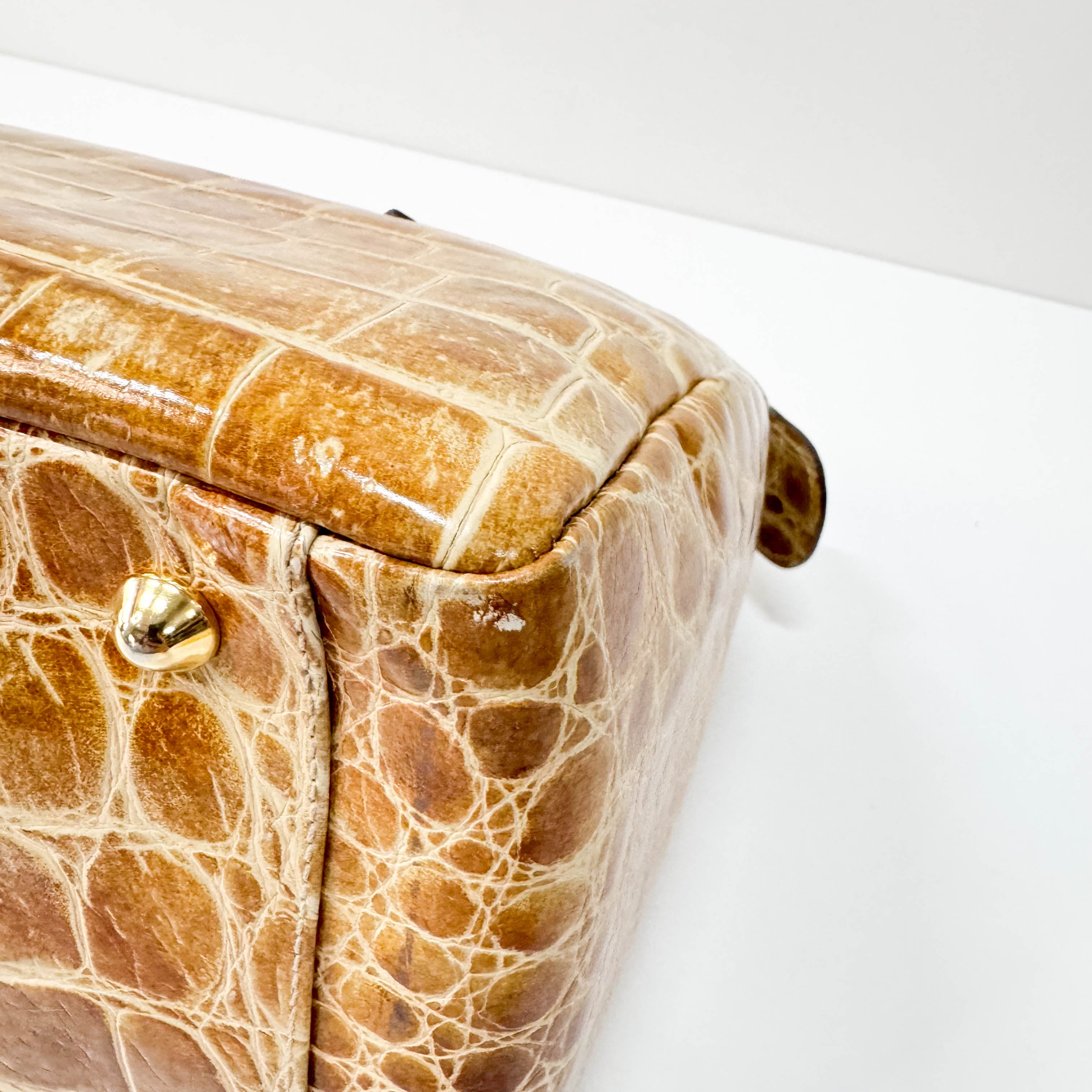 Cream Leather Handle Bag