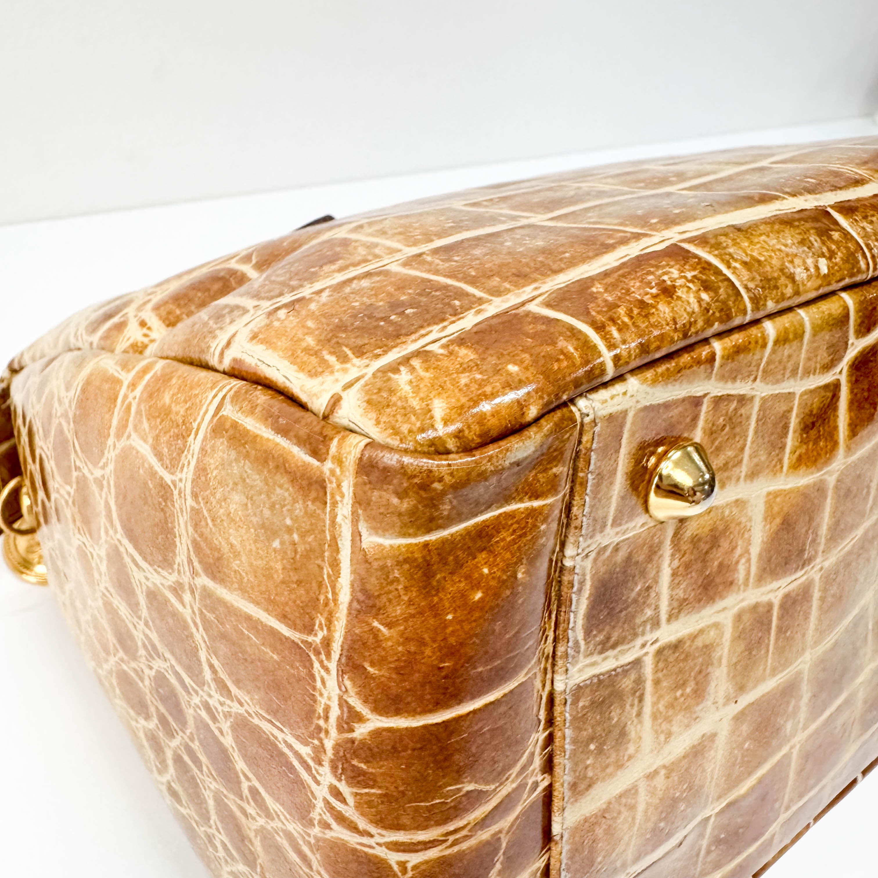 Cream Leather Handle Bag