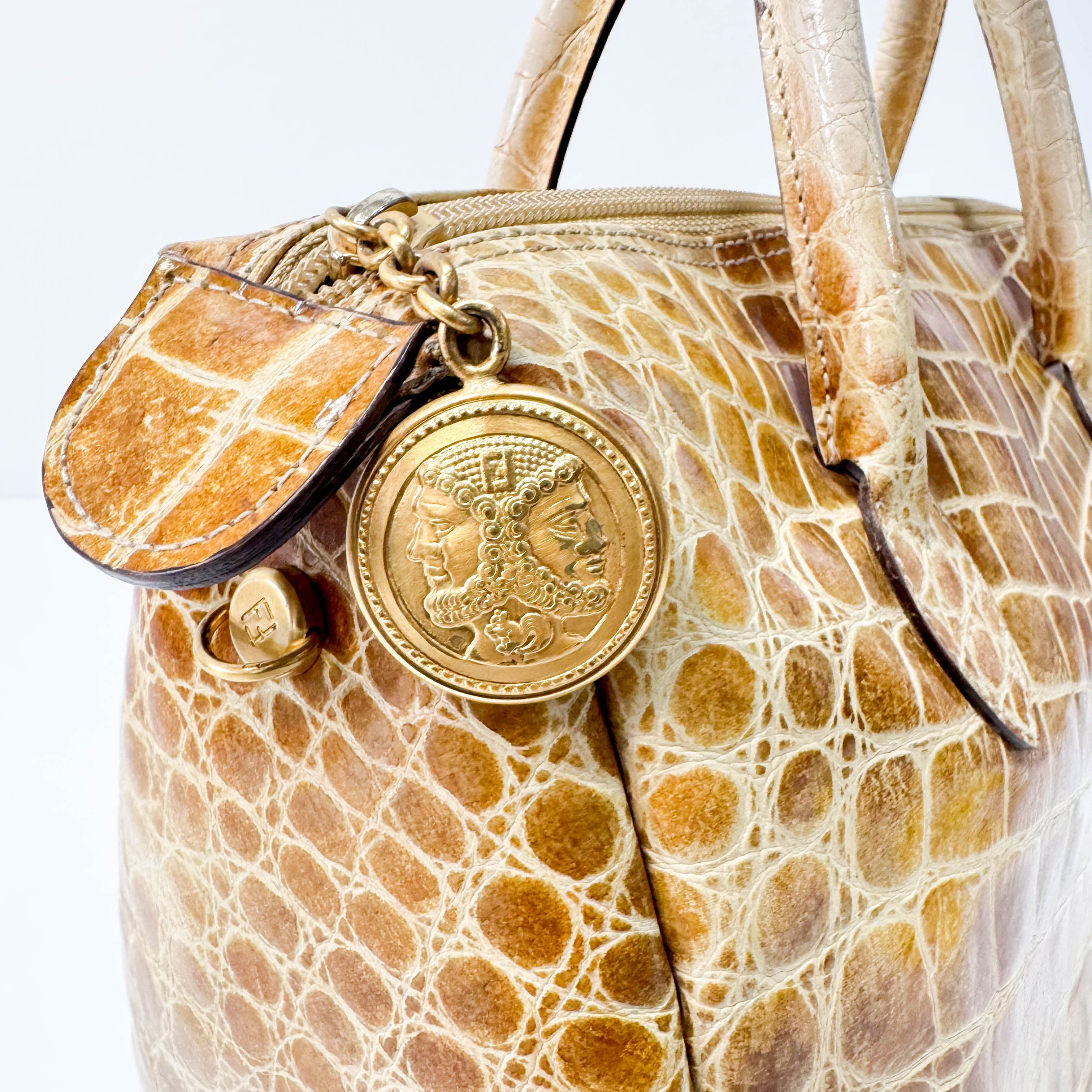 Cream Leather Handle Bag