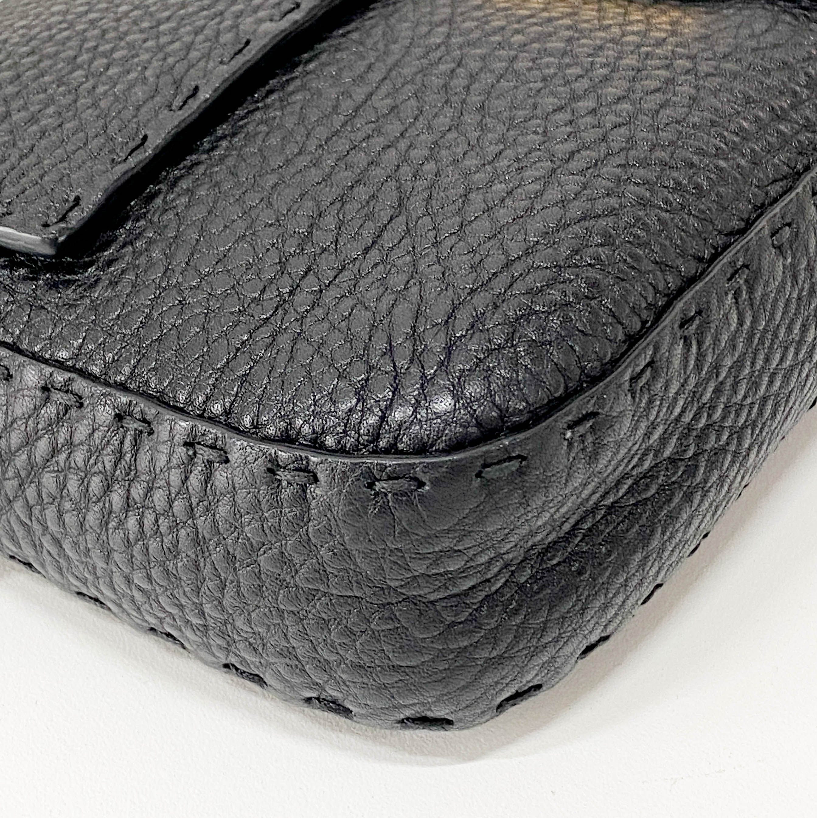 Baguette Black Leather Shoulder Bag