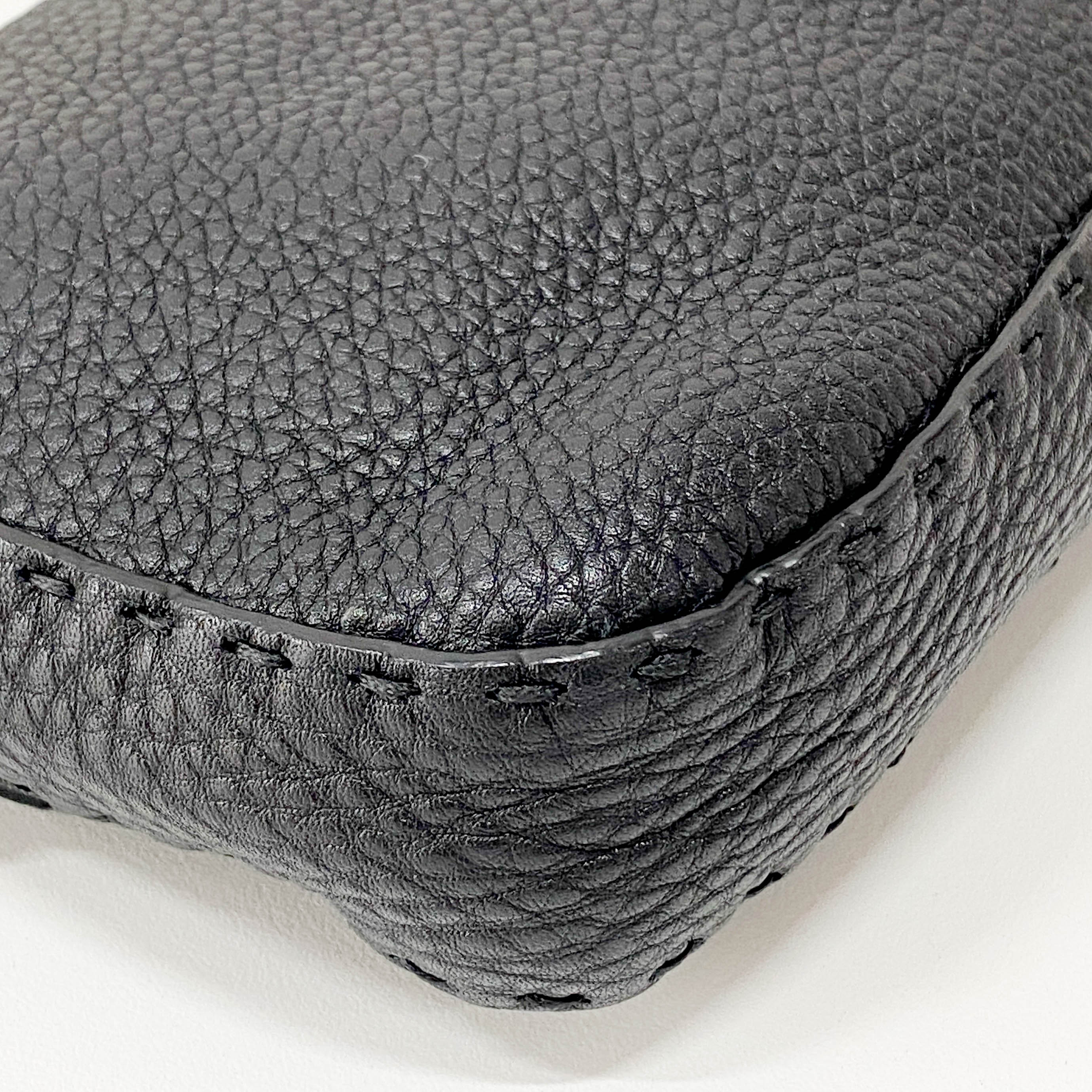 Baguette Black Leather Shoulder Bag